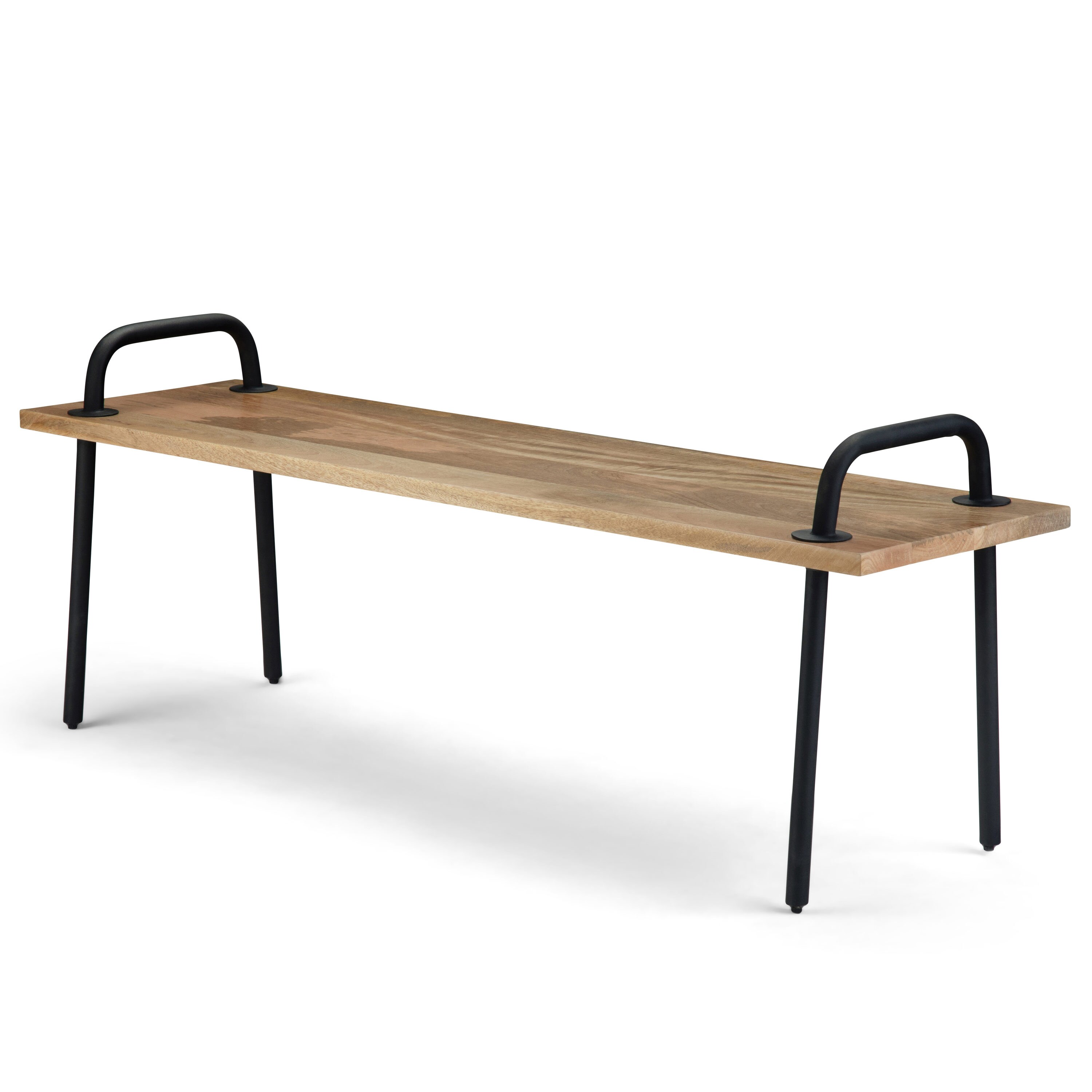 Simpli Home AXCBRKBEN Berkeley Industrial Natural Storage Bench with Storage 55.1-in x 15-in x 7.09-in