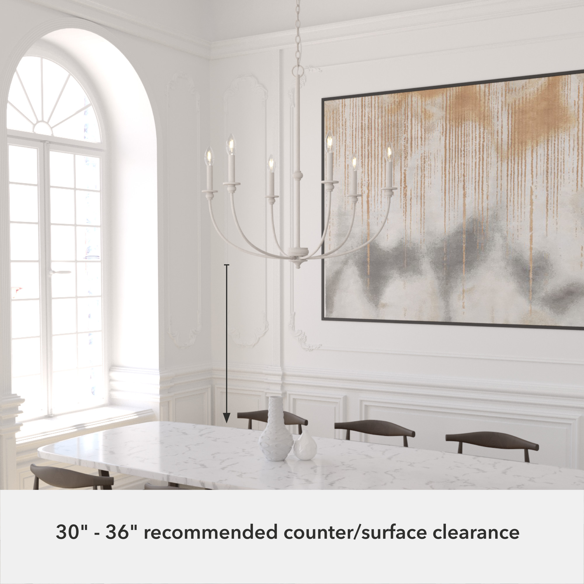 Southcrest Distressed White Metal 6-Light Candelabra Chandelier