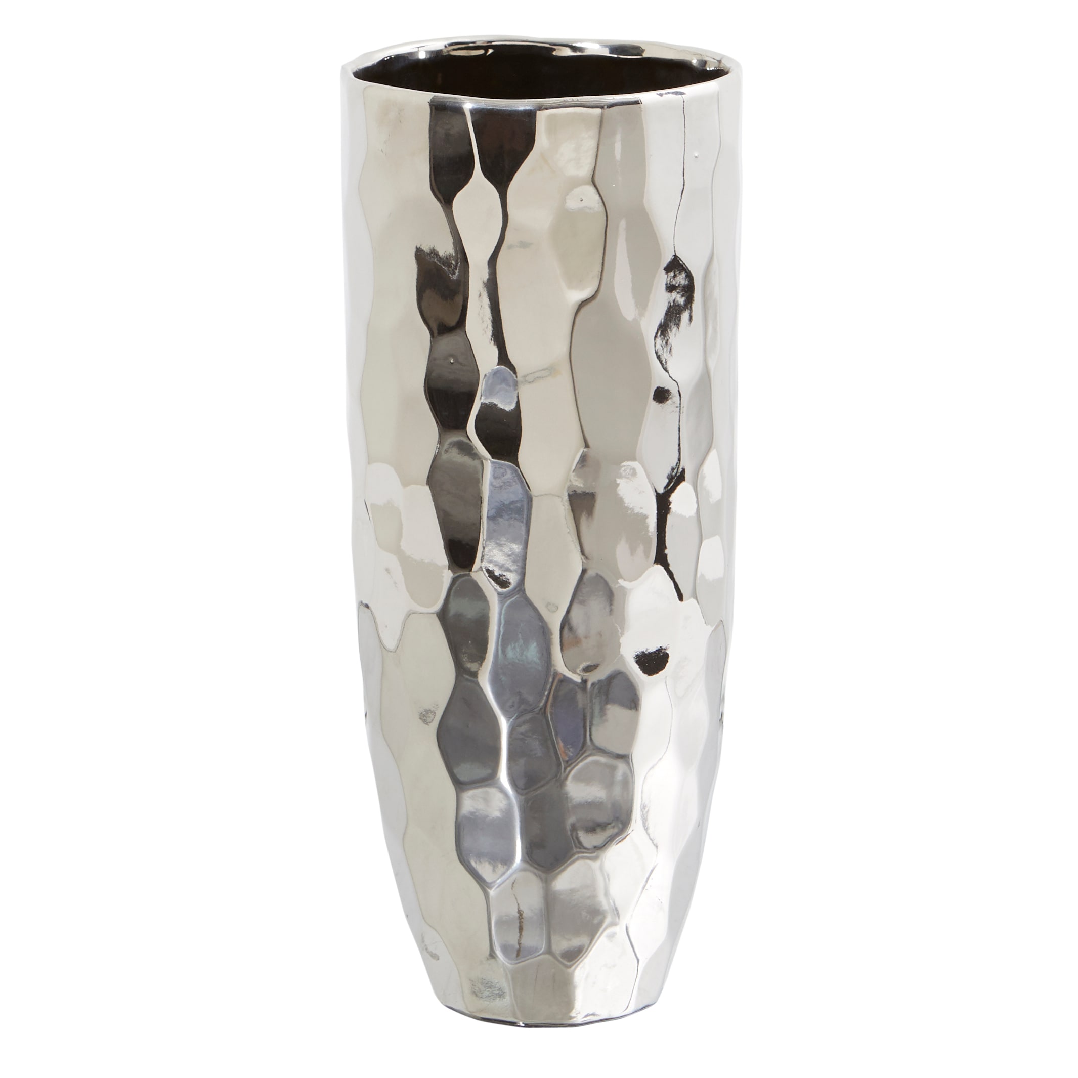  13-in Designer Silver Cylinder Vase