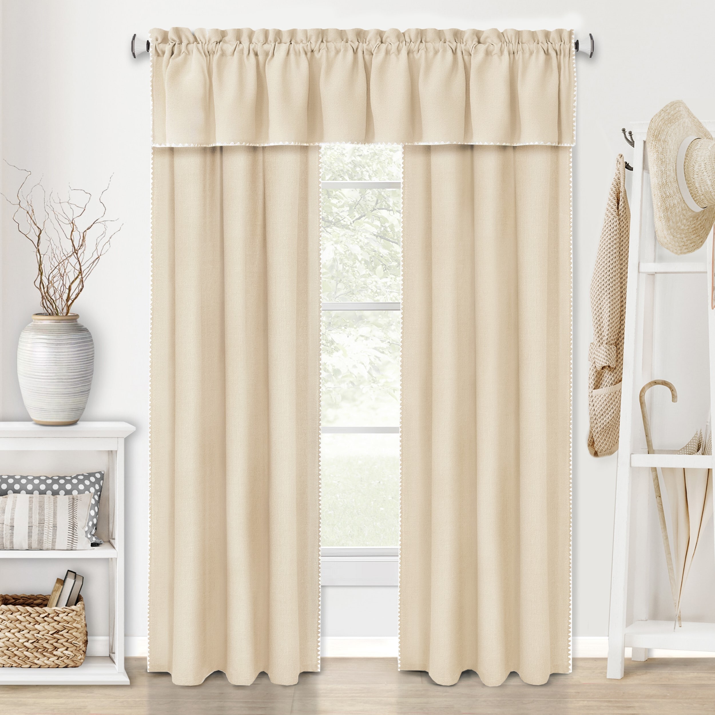 Achim 84-in Tan Light Filtering Rod Pocket Single Curtain Panel in the ...