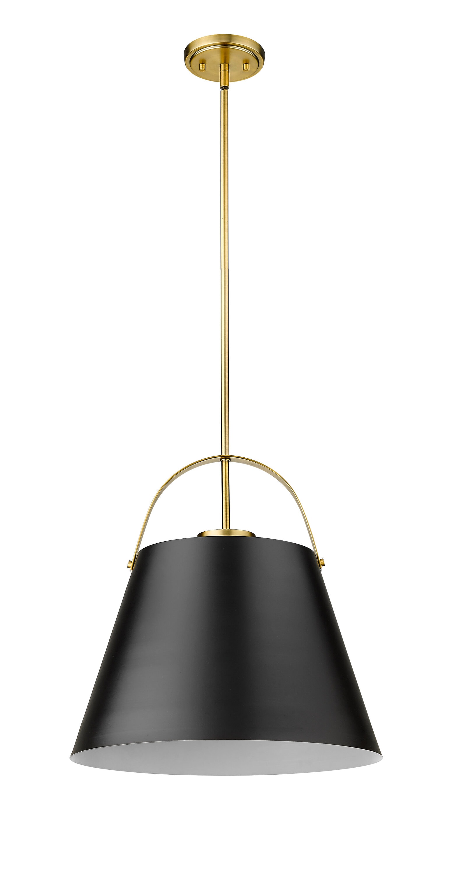 18" Matte Black and Heritage Brass Steel Pendant Light