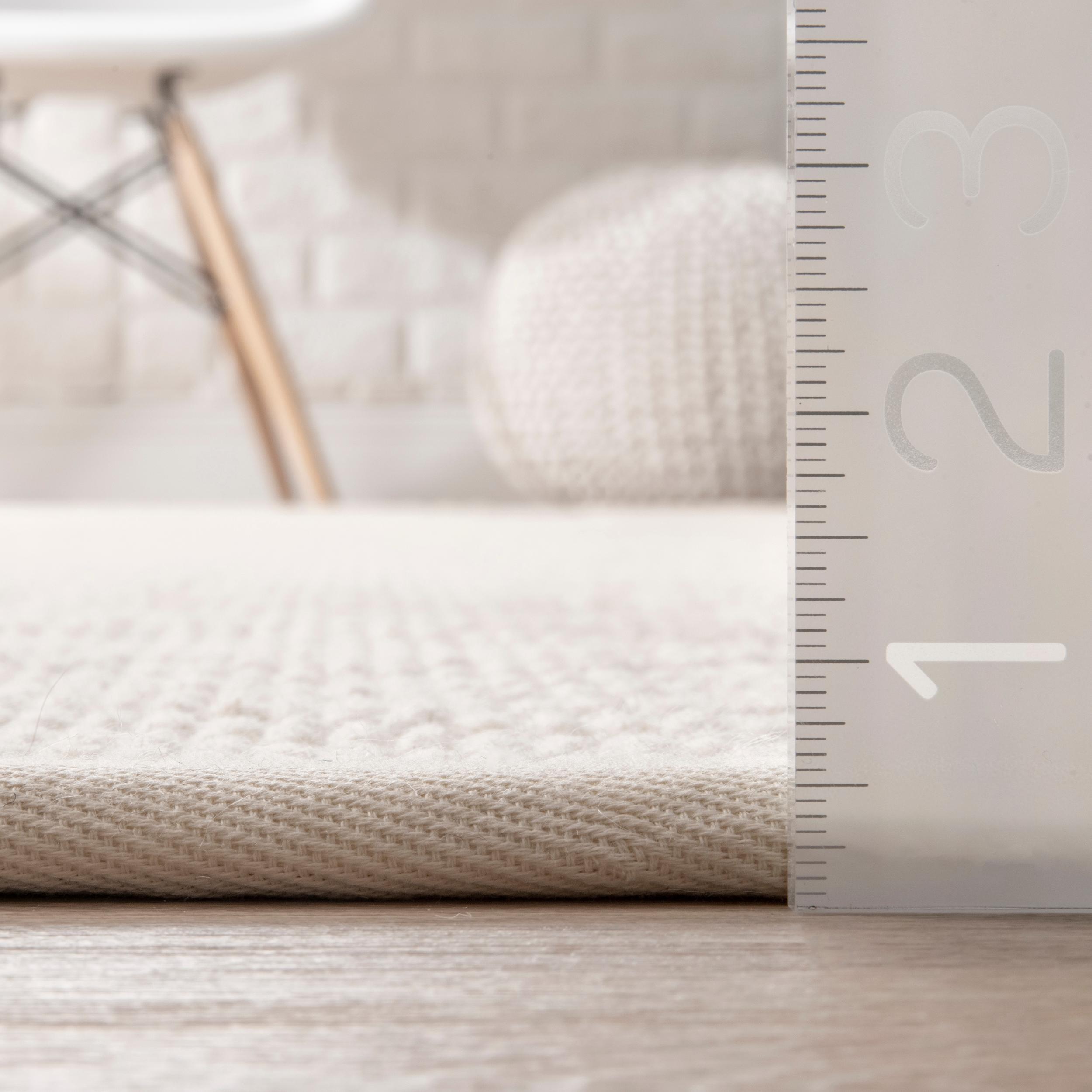 Nuloom Suzanne Solid 8x10 Wool Indoor Area Rug for Living Room Bedroom Dining Room Kitchen, Cream/Ivory