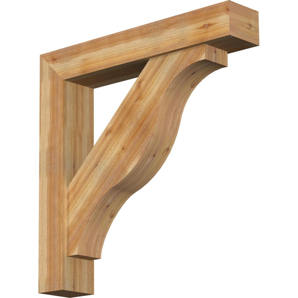 Ekena Millwork 1462303 Funston Block Rough Sawn Bracket with Offset Brace 8-in x 44-in x 44-in Western red cedar Brown Wood Standard bracket