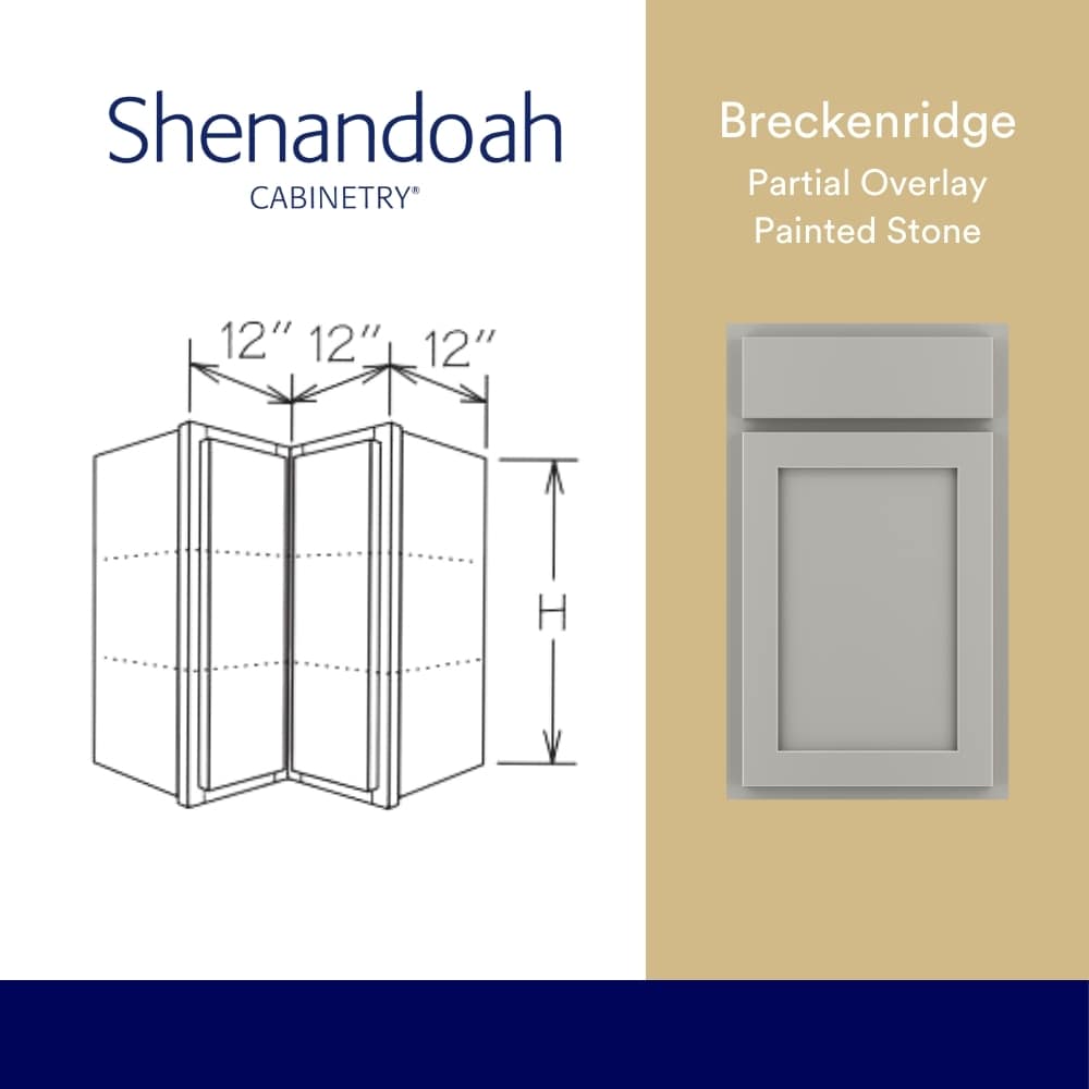 Shenandoah Breckenridge POL 24-in W x 30-in H x 12-in D Stone L-Shaped Corner Wall Fully Assembled Cabinet Recessed Panel Shaker