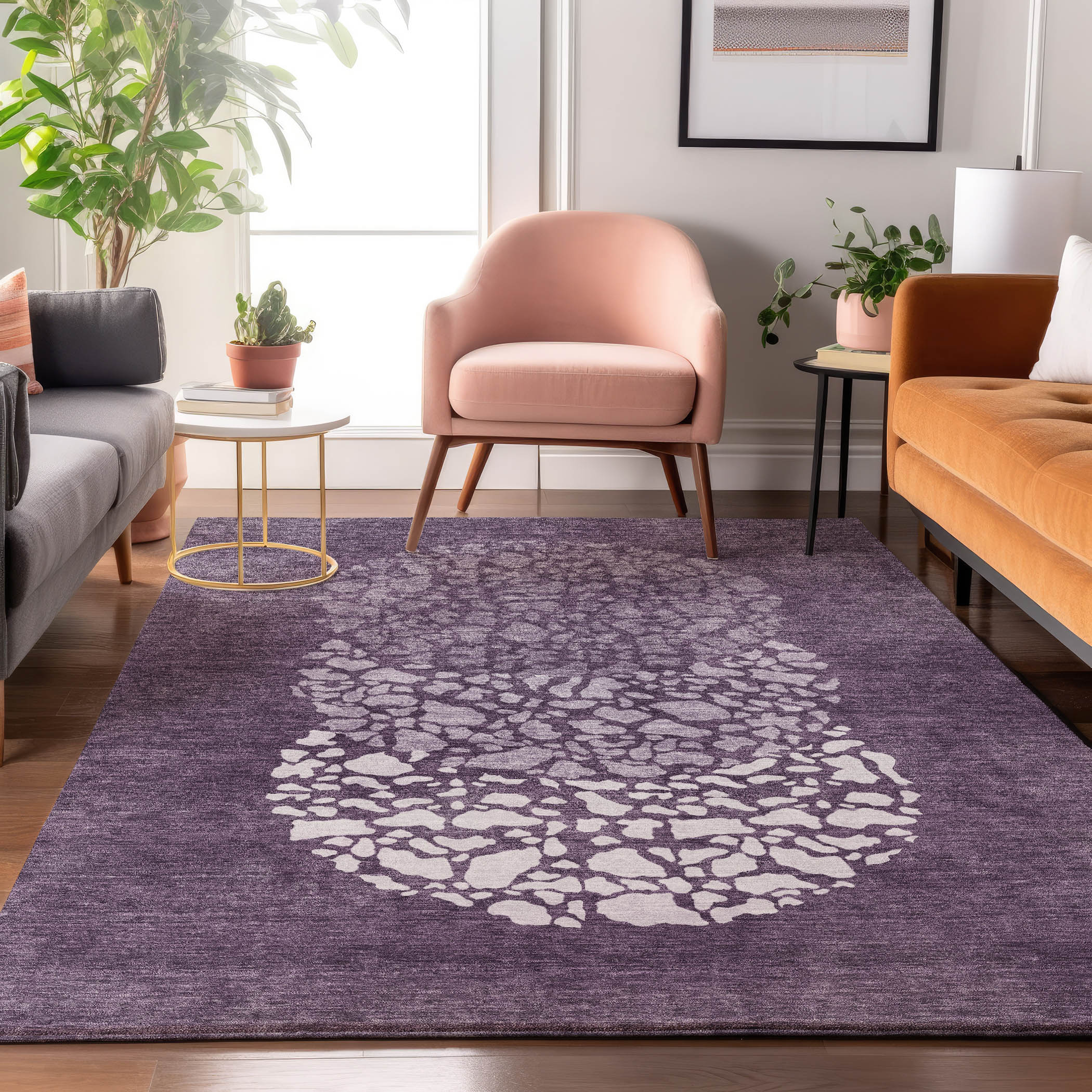 Addison Rugs AMF643EG8X10 Mayfield AMF643EG 8 x 10 (ft) Loomed Polyester Eggplant Rectangular Indoor Geometric Machine washable Area rug