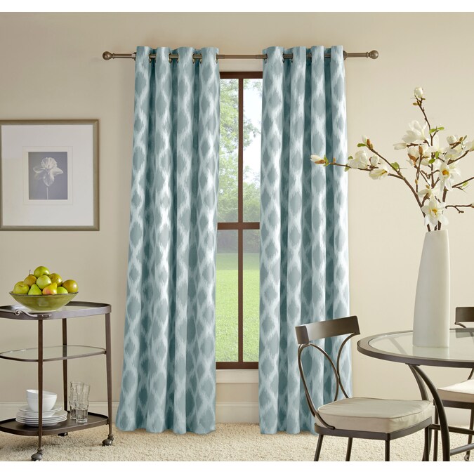 allen + roth 84in Blue Cotton Light Filtering Grommet Single Curtain Panel in the Curtains
