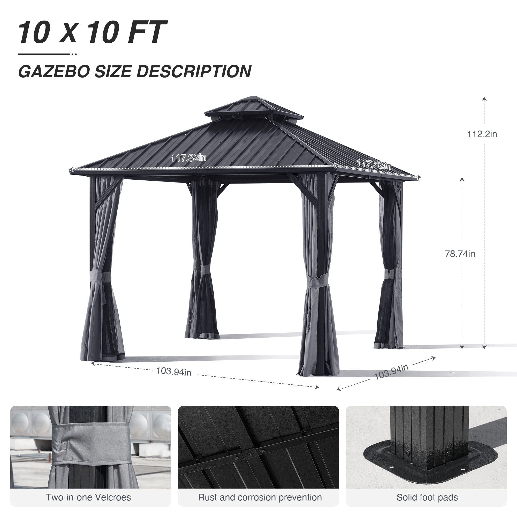 Yardgrace BSSGSE200102 Wood-Resin-Gazebos - View #5
