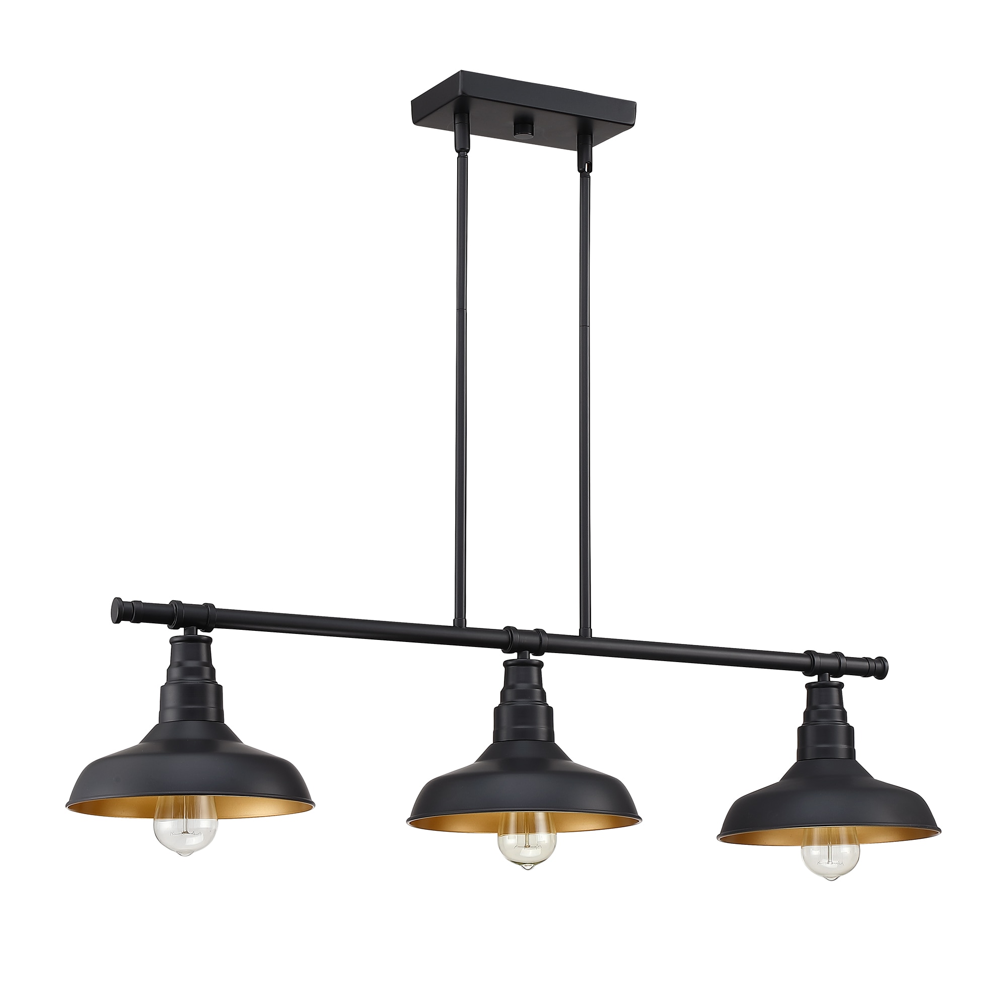 FAYMART LIGHTING FL78183-BK 3 -Light Matte Black Industrial Bell Medium Hanging Kitchen island light