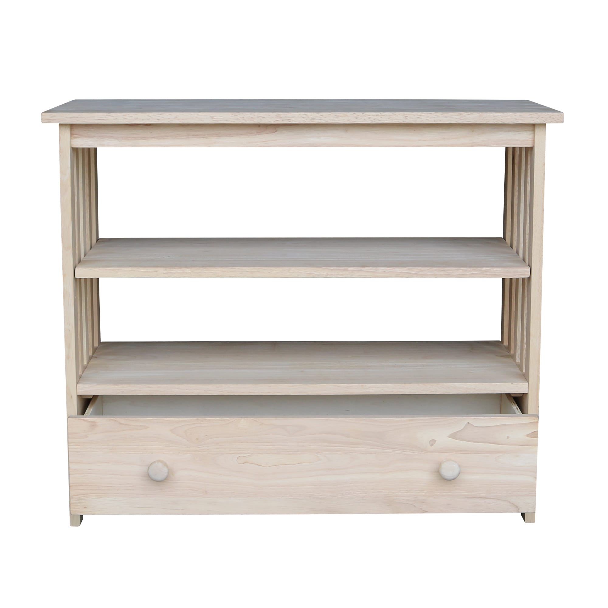 Brown Solid Wood Mission Entertainment TV Stand with Cabinet
