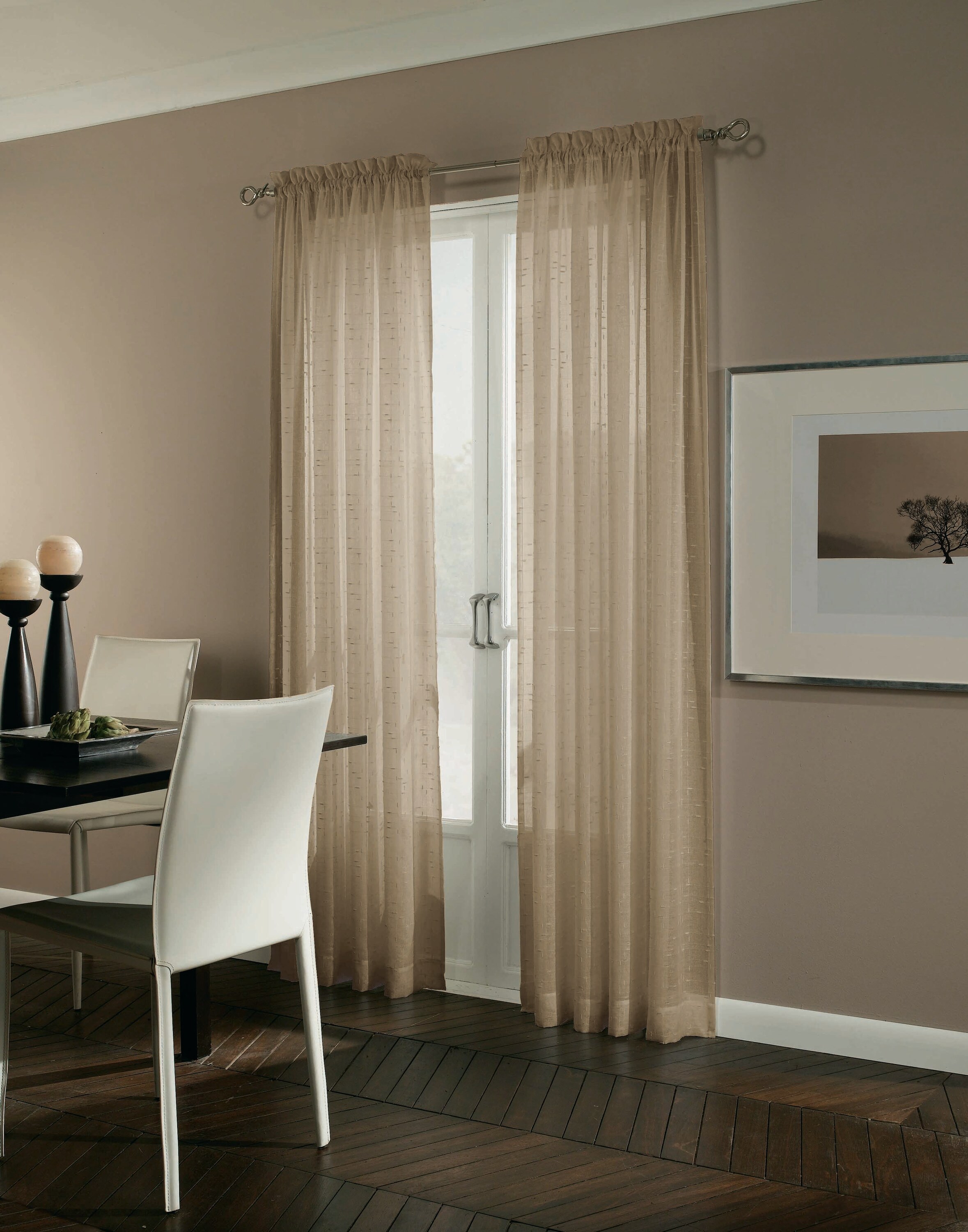 allen + roth 33266 84-in Linen Light Filtering Rod Pocket Single Curtain Panel