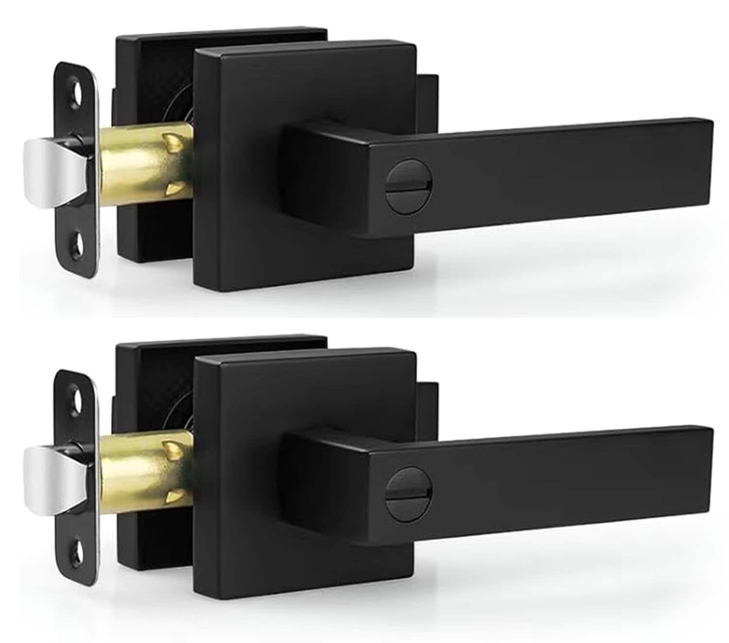 Etokfoks  2 pack matte black privacy door levers keyless interior handles zinc alloy electroplated finish quiet operation for bedroom