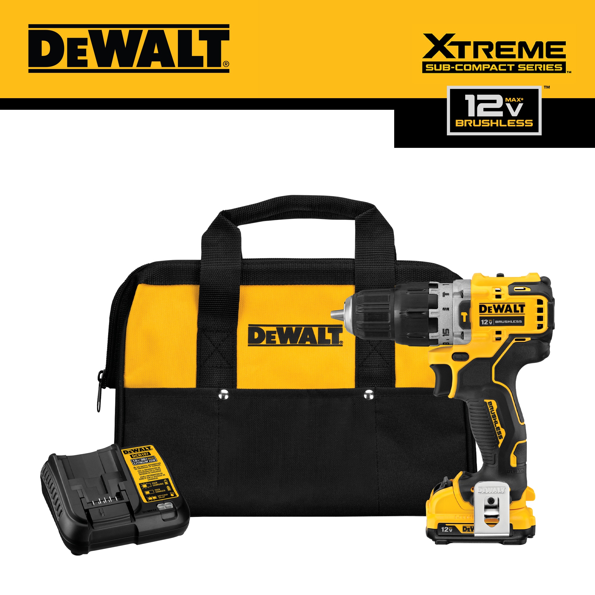DEWALT 3/8-in 12-volt Max-Amp Variable Speed Brushless Cordless Hammer Drill (2-Batteries Included) in the Hammer Drills department at Lowes.com