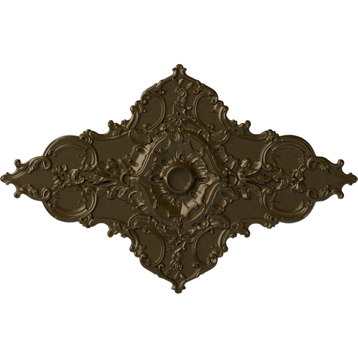Ekena Millwork CM70X43MLBRS Melchor Diamond 67.25-in W x 43.325-in L Painted Brass Polyurethane Split Ceiling Medallion