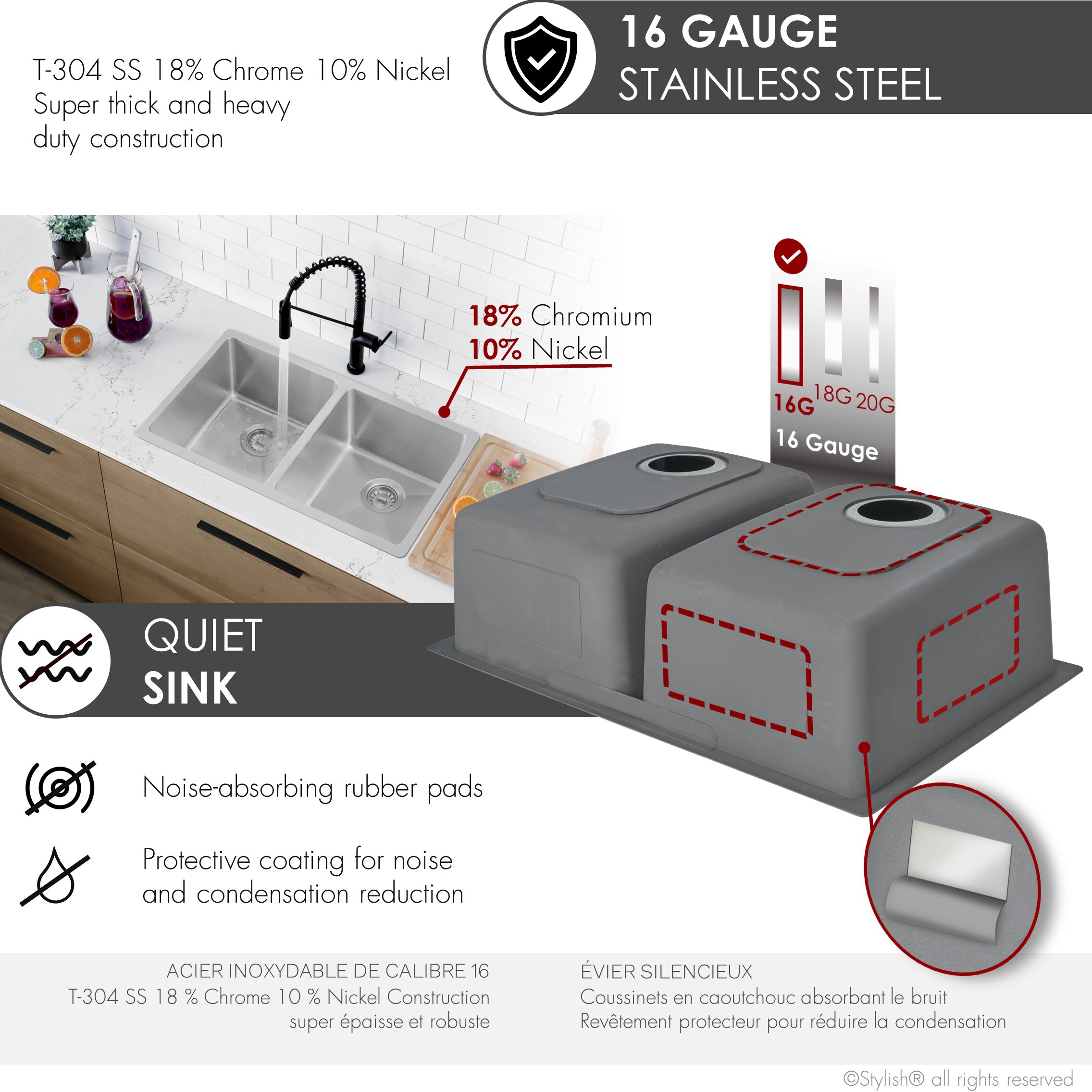 Stylish S-401G1 Kitchen-Sinks - View #9