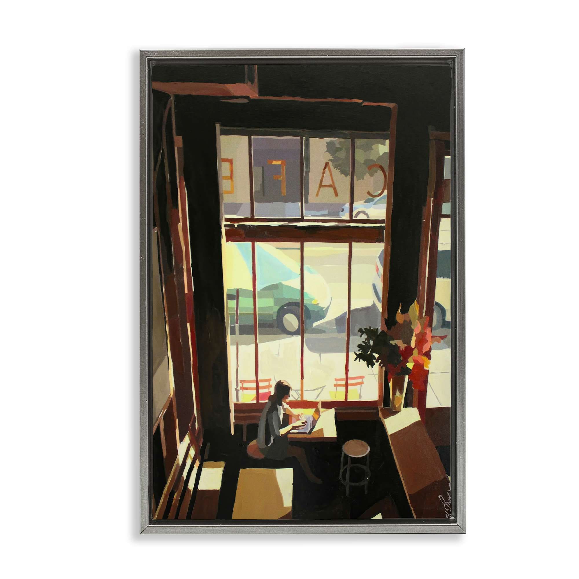 Stupell Industries BS-822-FFL-20X30 Tranquil Cafe Environment Gray Framed Floater Canvas Wall Art By Keith Thomson 21 x 31