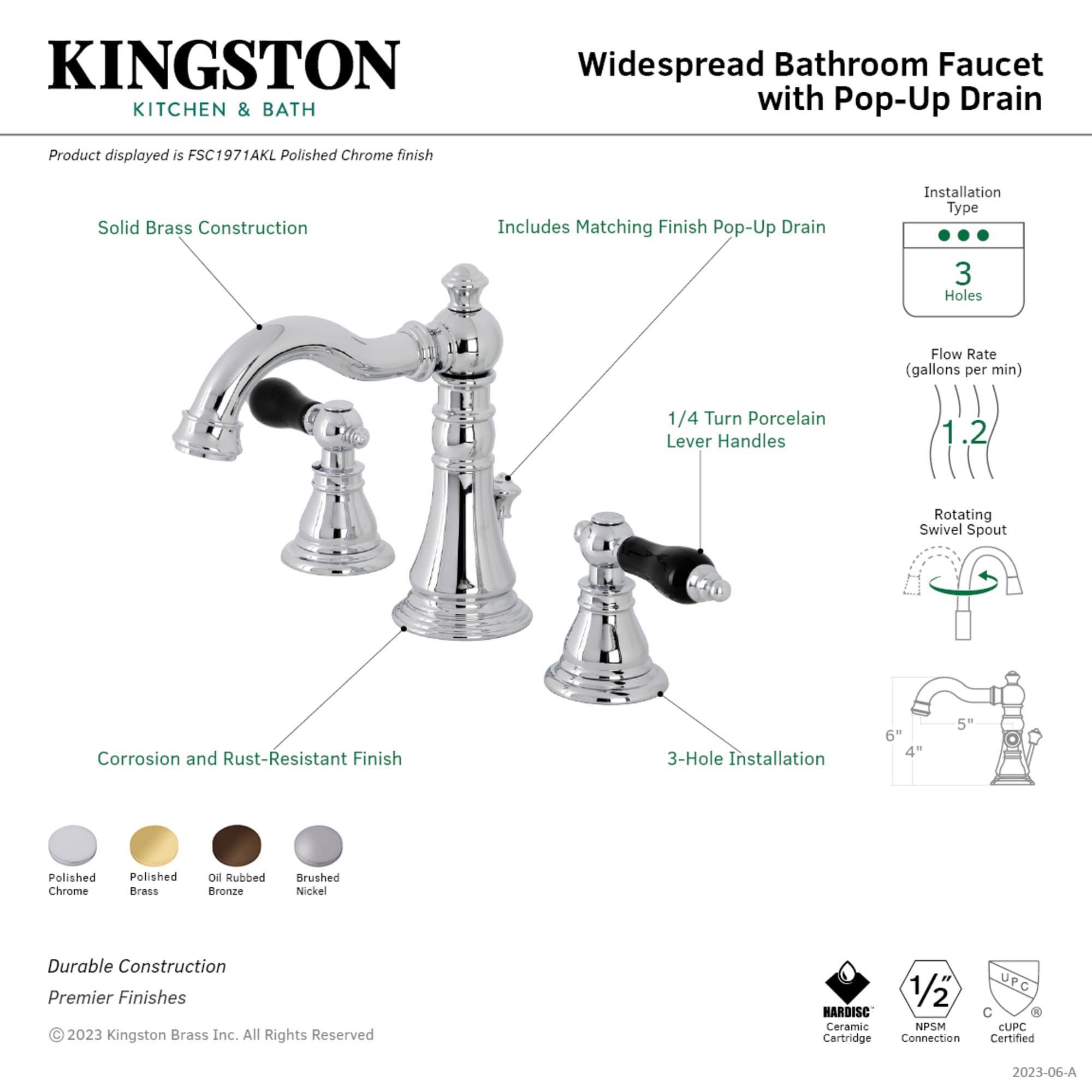 Kingston Brass WLFSC1975AKL Lavatory-Faucets - View #3