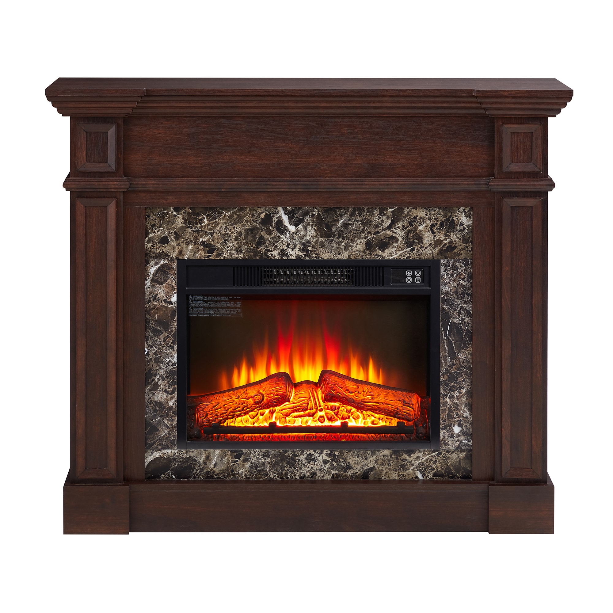 ToolCat 46 in Electric Fireplace with Mantel, Fireplace Mantel, Fireplace Heater Freestand ing, Realistic Stacked Stone Surround
