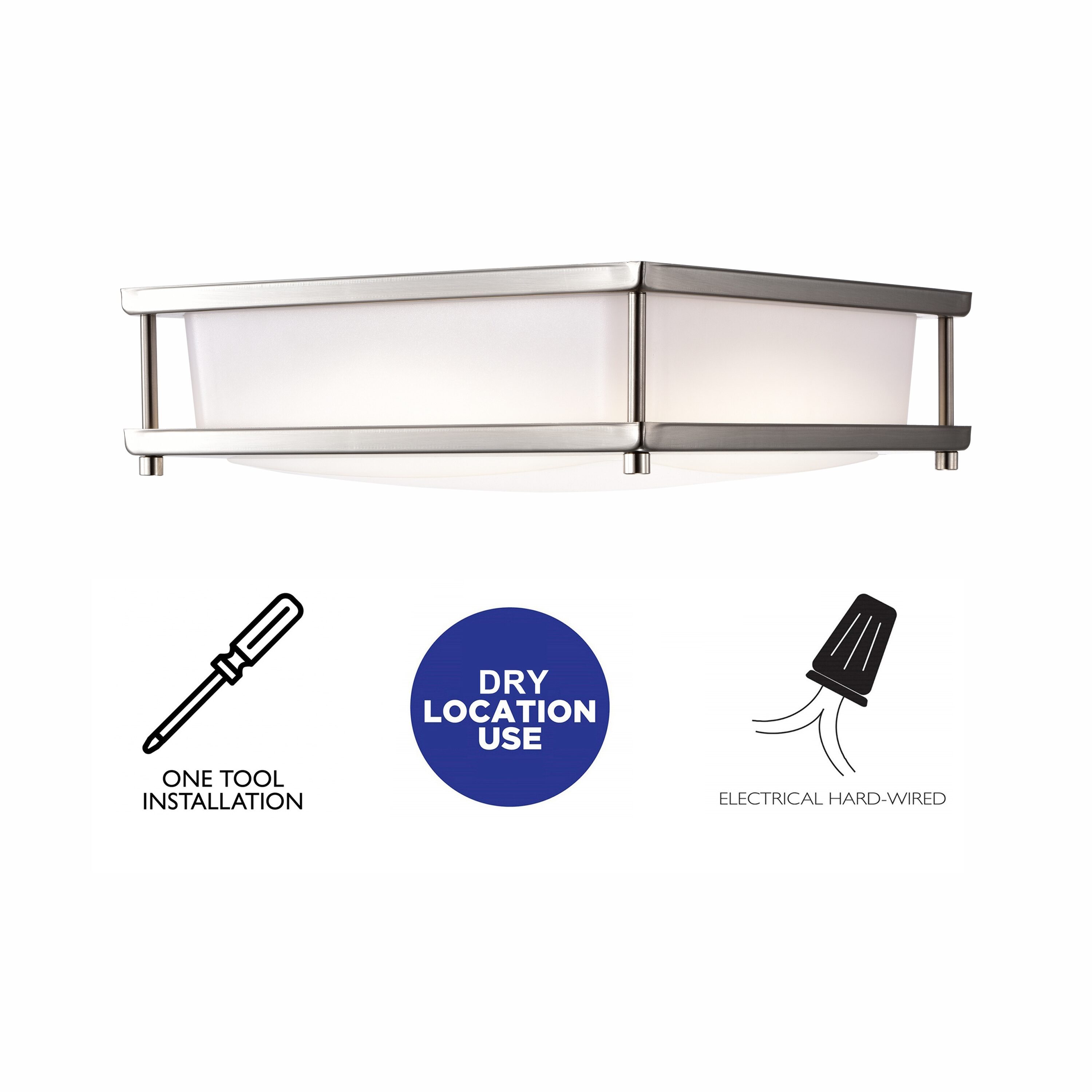 Brushed Nickel 15.75" LED Flush Mount Light with Acrylic Diffuser