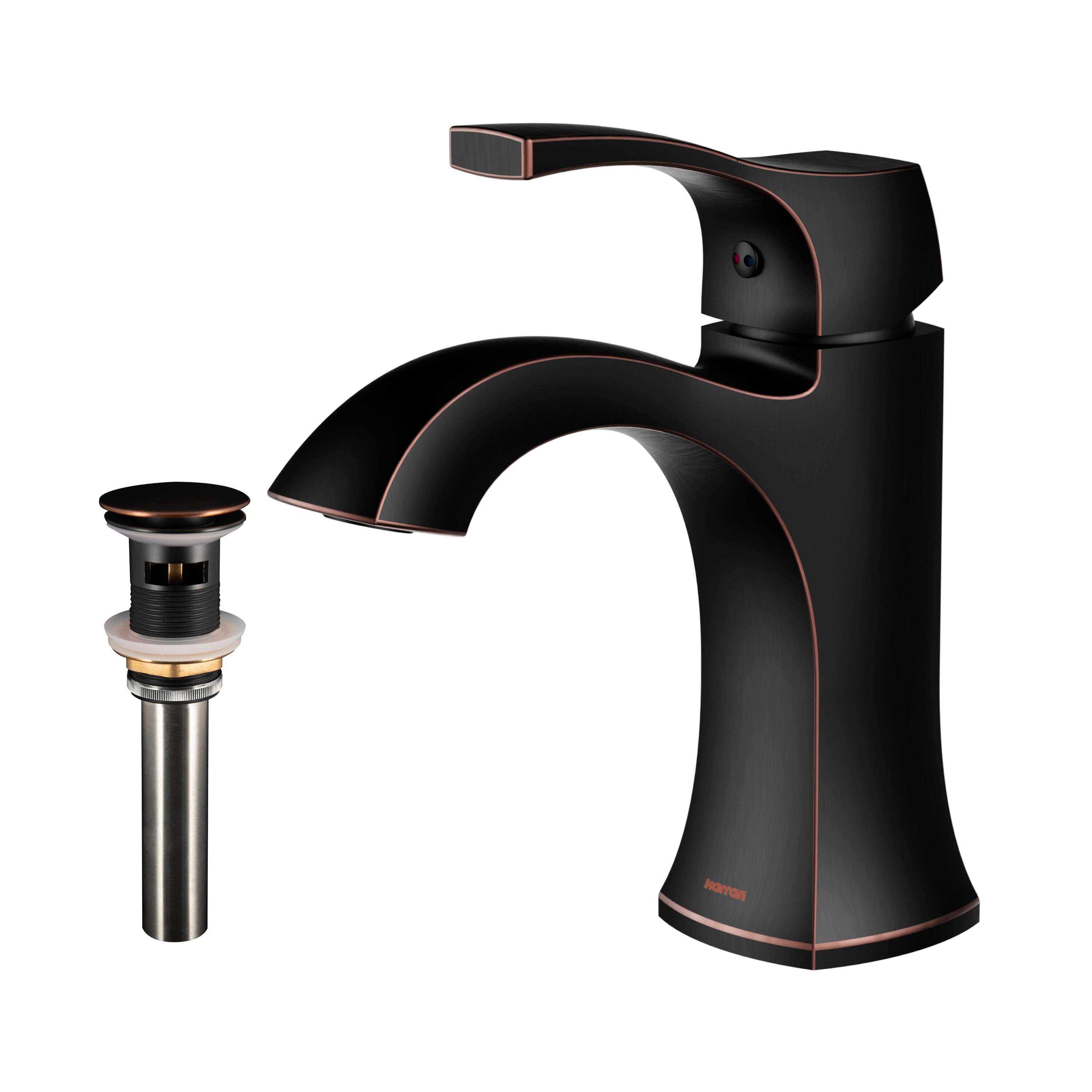 Karran KBF520ORB Randburg Oil Rubbed Bronze Single hole 1-handle WaterSense Low-arc Residential Handle Bathroom Sink Faucet with Drain