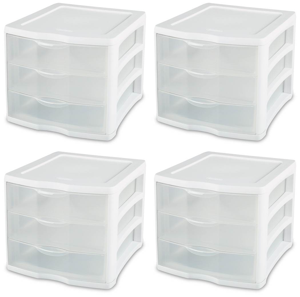 Life Story 3-Drawer White Stackable Shelf Organizer Plastic