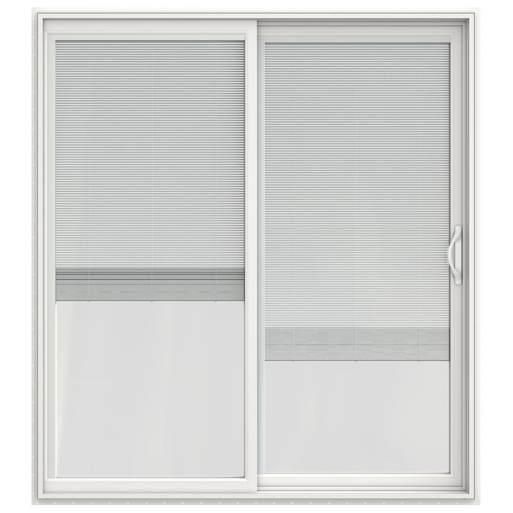 72-in x 80-in Low-e Insulating Blinds Between The Glass White Vinyl Sliding Right-Hand Sliding Double Patio Door | - JELD-WEN JW238100022