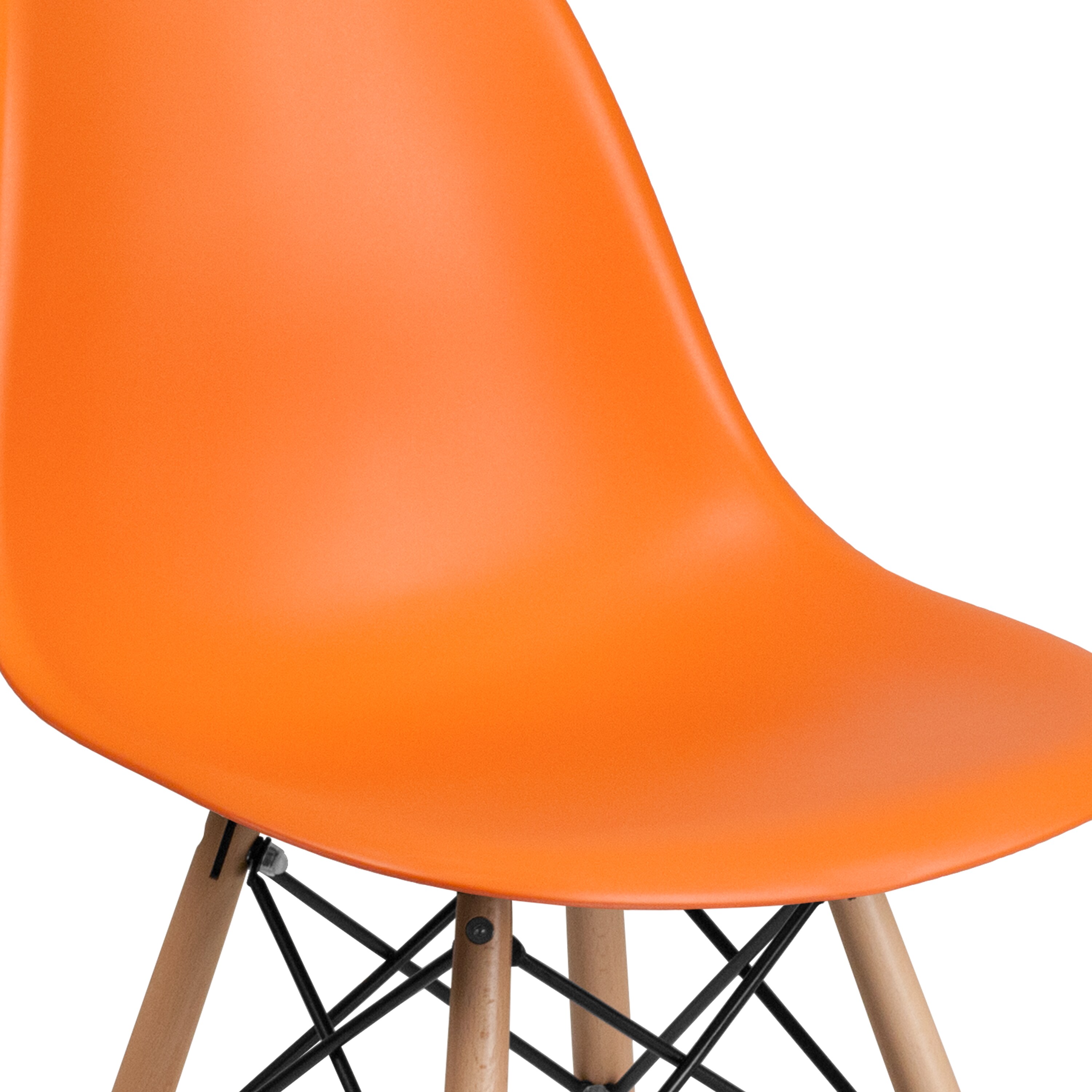 Mid-Century Modern Orange Plastic Side Chair with Wooden Legs