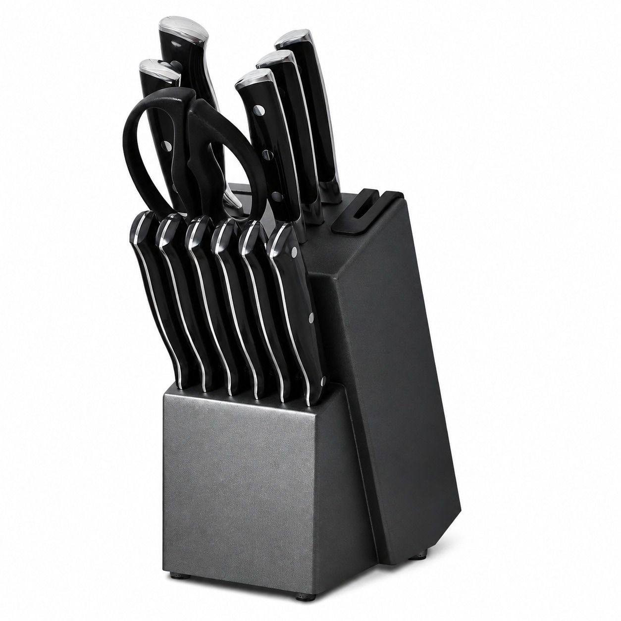 DHMHD  Kitchen Knife Set with Block 14 Pieces Japanese Stainless Steel Cutlery Knives with Built-in Sharpener for Kitchen Use