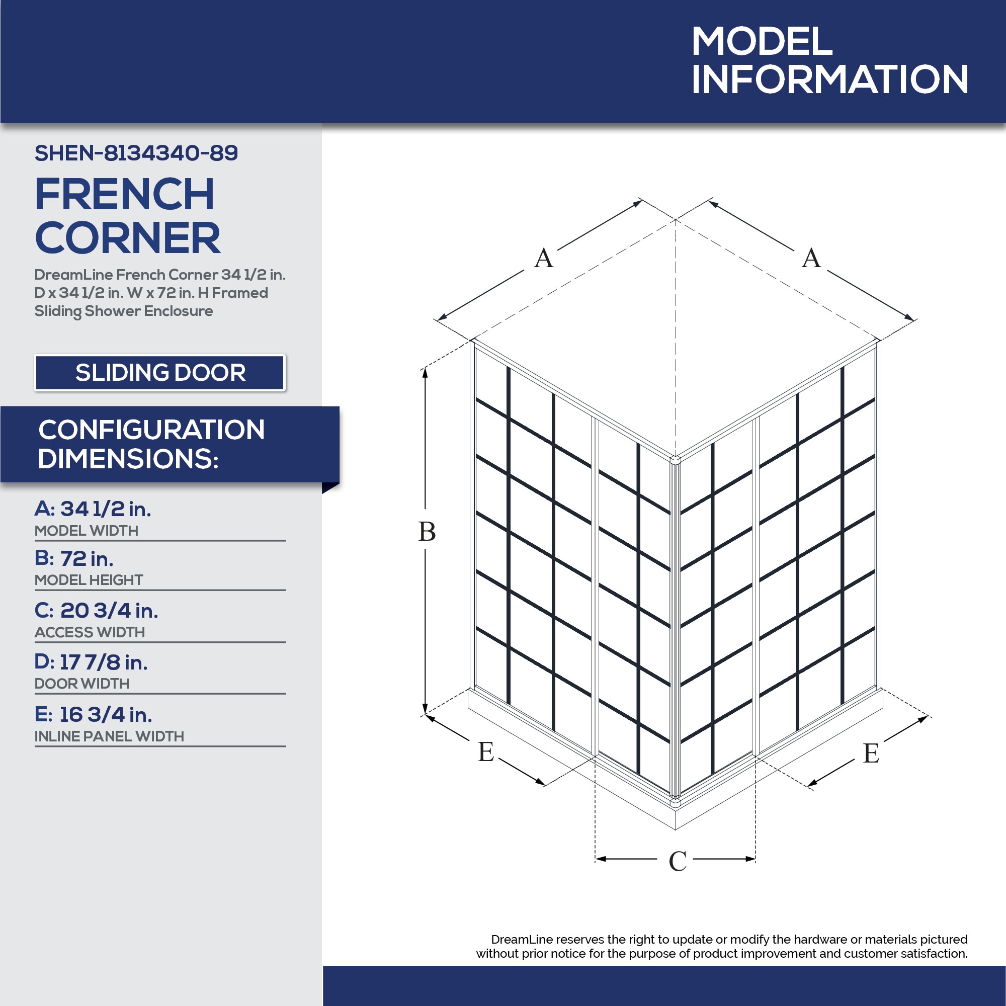 French Corner Sliding Shower Enclosure - Lowes