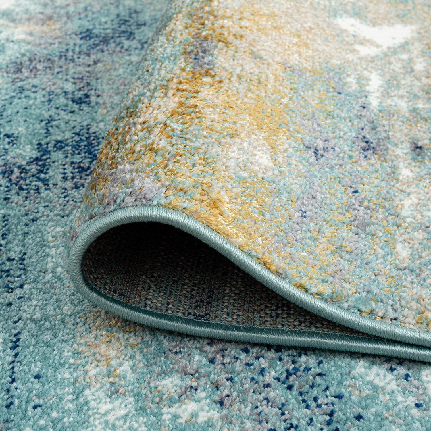 Tayse Detroit 8 X 10 (ft) Aqua Indoor Area Rug in the Rugs 