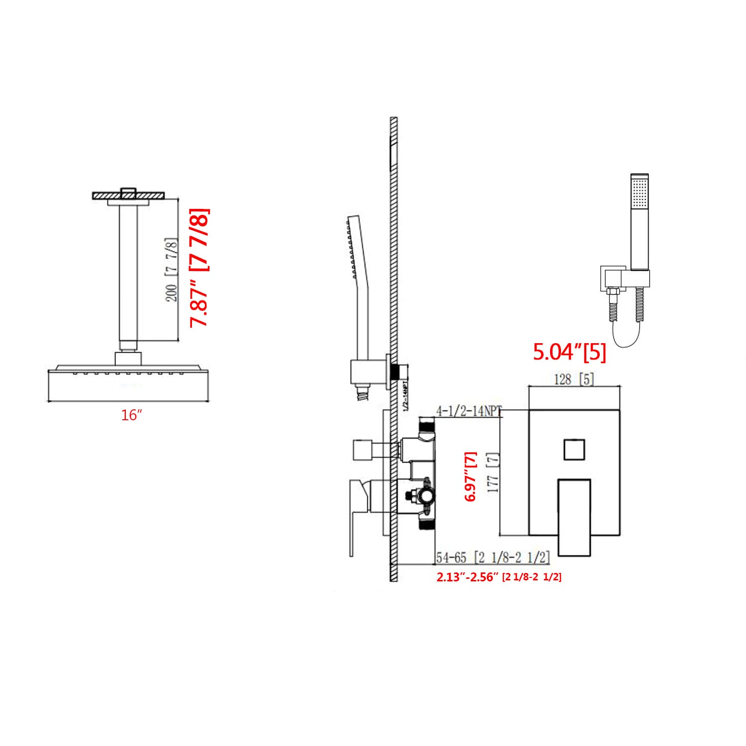WELLFOR DTG-806CS16MB Tub-Shower-Faucets - View #9