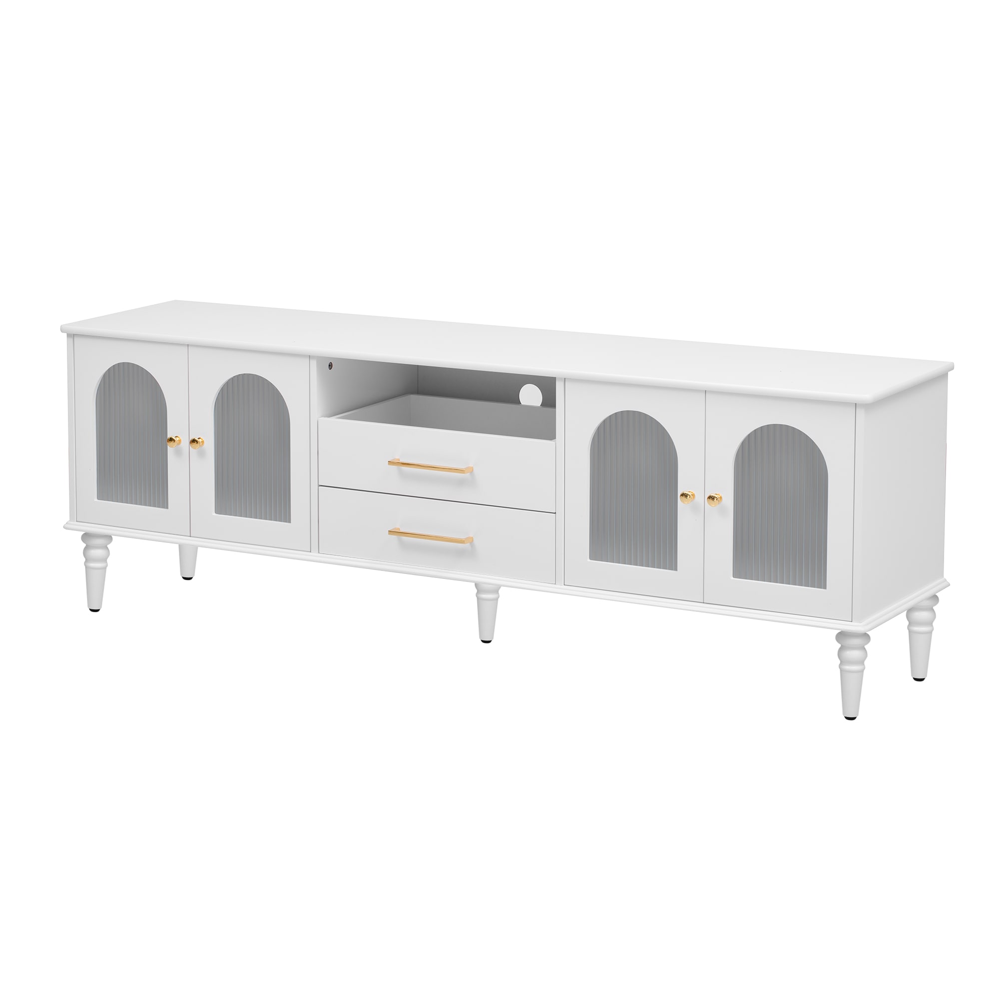 Oaks Decor OA724P469K Modern/Contemporary White TV stand ( Accommodates TVs up to 75-in )