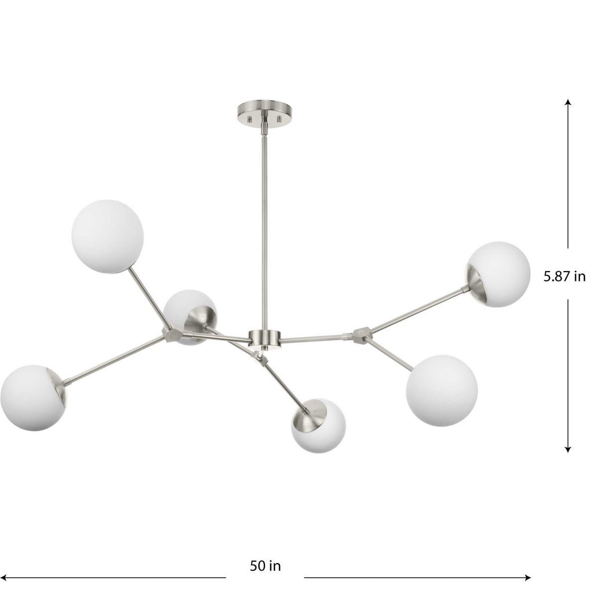 Haas Brushed Nickel 6-Light Chandelier with Opal Glass Globes