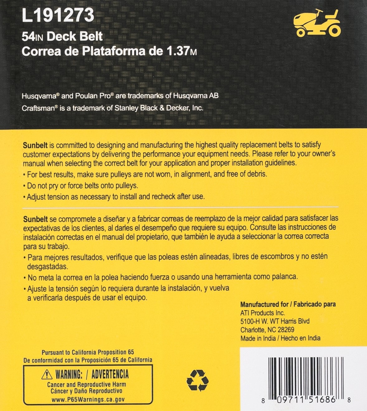 Sunbelt L191273 Riding-Mower-Belts - View #6