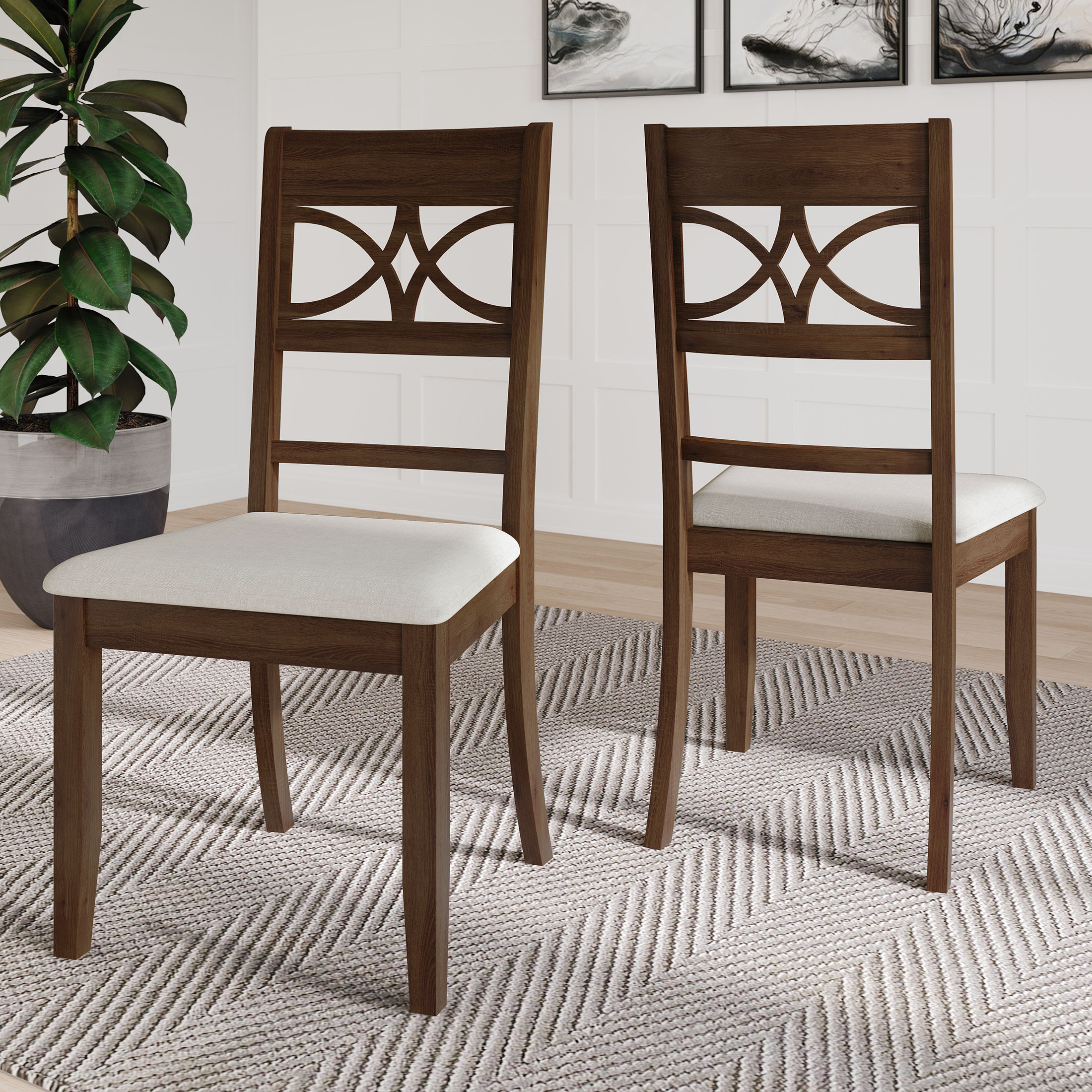 CasePiece C3070US-BN-WD-2X Polyester Upholstered Dining Side Chair (Wood Frame)