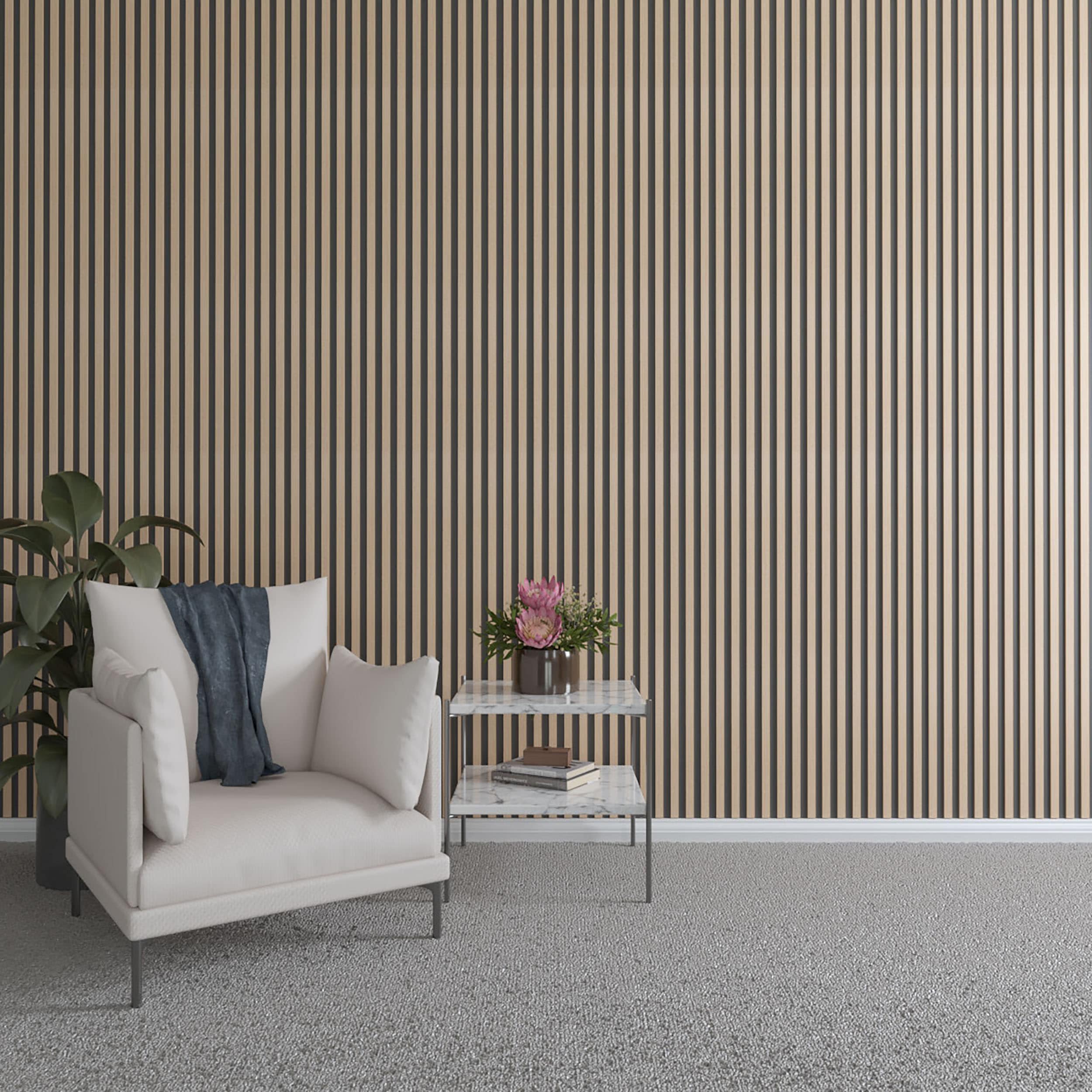 Adjustable Hickory Wood Slat Wall Panel Kit, 47"H x 1"W