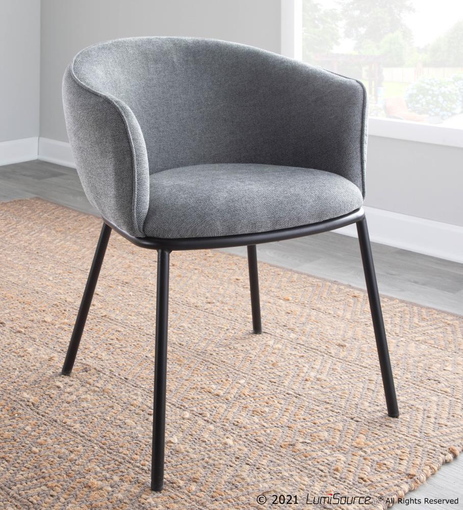 LumiSource Ashland Modern Black Steel, Grey Fabric Accent Chair at ...