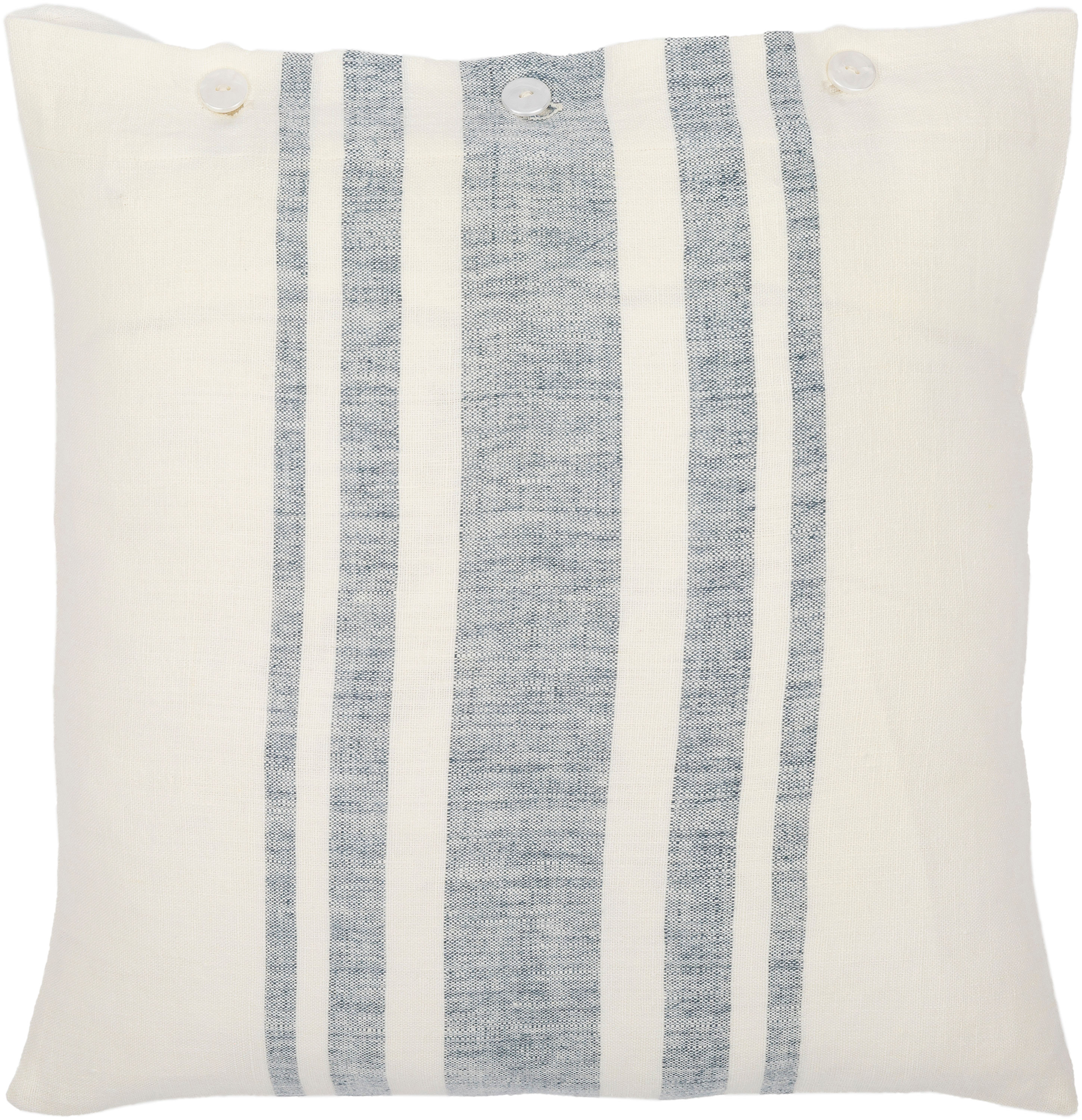 Surya LNB003-2222 Linen Stripe Buttoned 22-in x 22-in Blue/Cream Indoor Decorative Cover