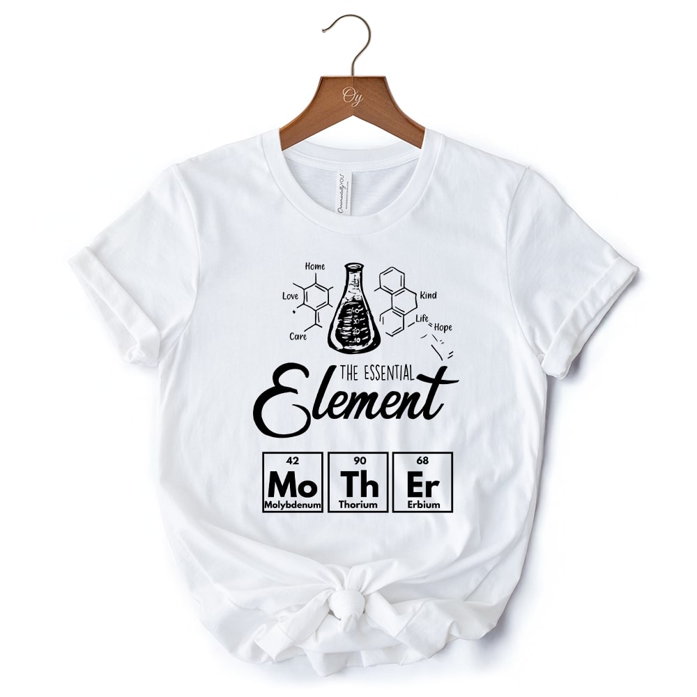 OrnamentallyYou TSHIRT1028-WHT-L The Essential Element Mother T-Shirt Science White Tee for Smart and Loving Moms
