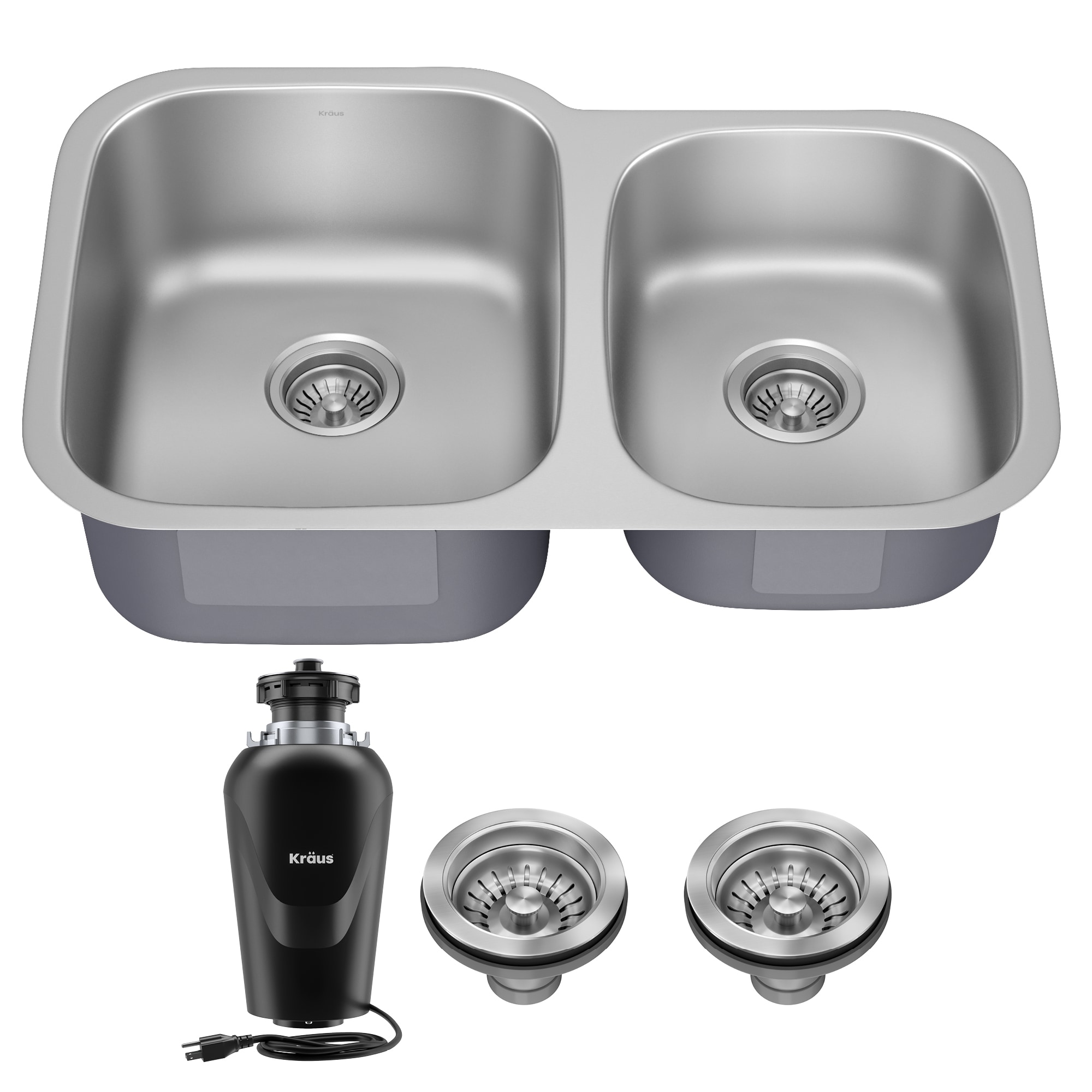 Kraus KBU24-100-75MB Premier Undermount 32-in x 20.63-in Stainless steel Double offset bowl 18 -Gauge Kitchen Sink