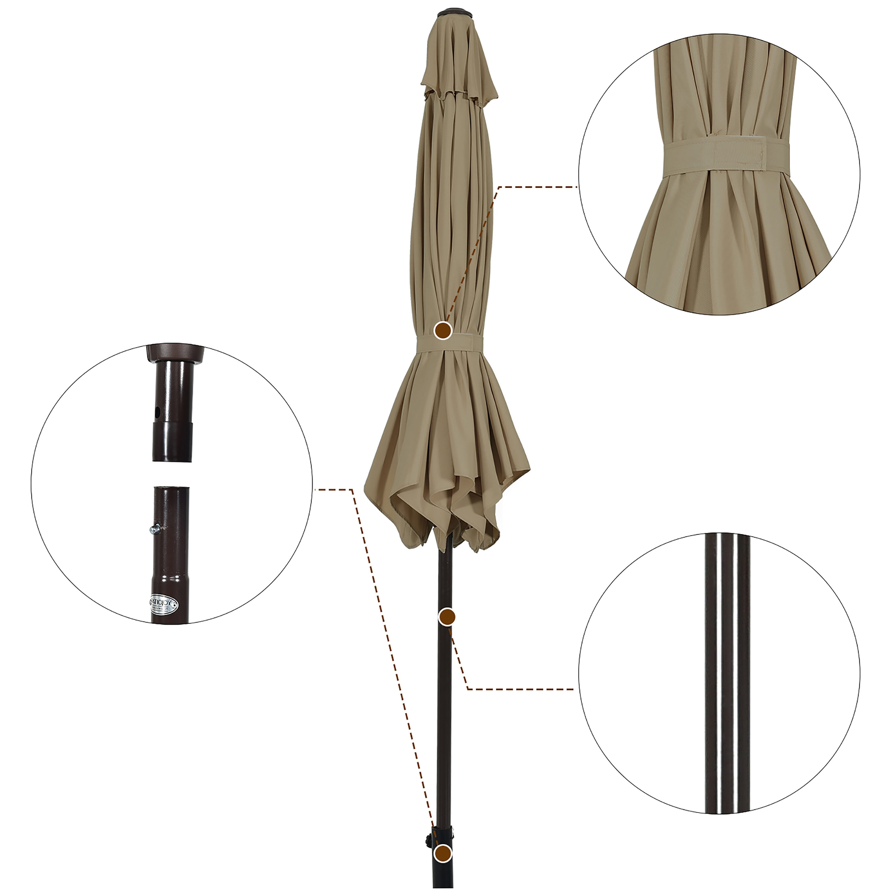 Costway 10 ft Tan Polyester Tilt-and-Crank Market Patio Umbrella with ...