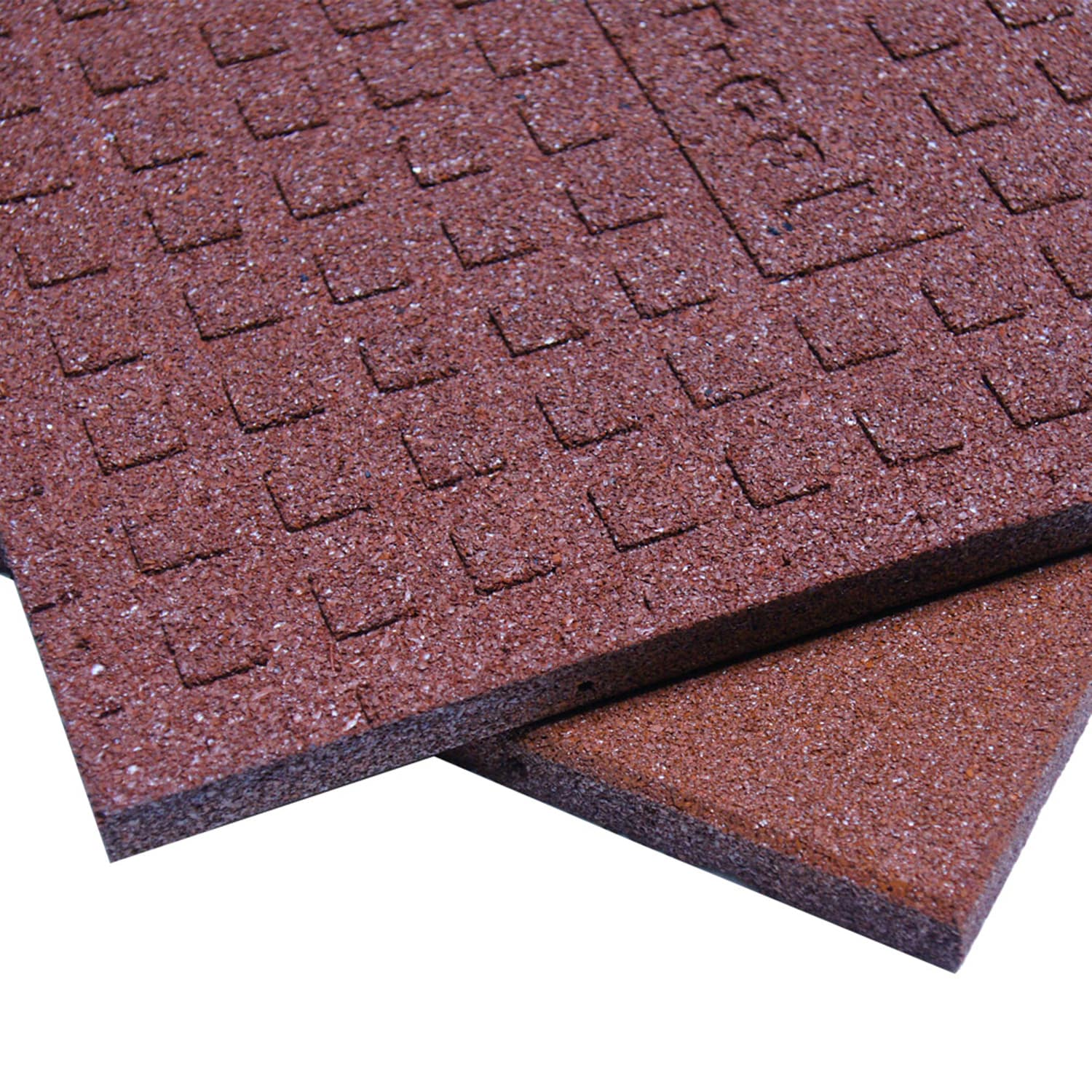 RevTime Easy-DIY Ultra Thick Interlocking Outdoor Rubber Tiles 20 x 20 x  1-3/4” (500x500x45mm) (Red-Terra Cotta) (2pcs)