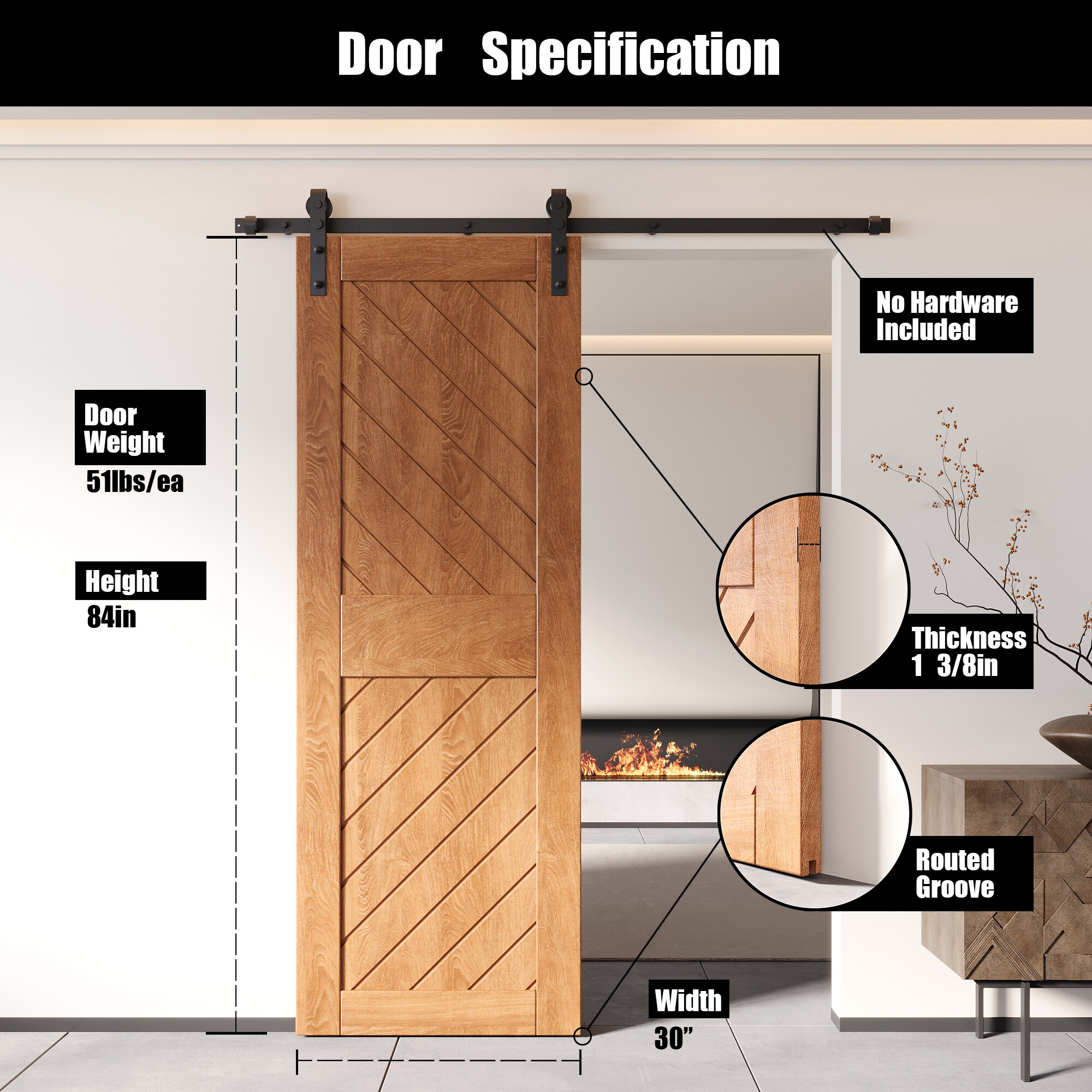 HOMACER XT4-3084-EA Barn-Doors - View #2