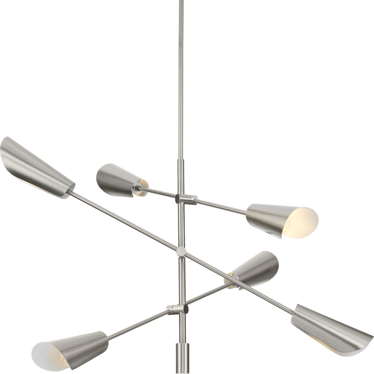 Progress Lighting Cornett 44.12 in. 6-Light Brushed Gold Mid-Century Modern Chandelier for Dining Rooms, Great Rooms, Bedrooms