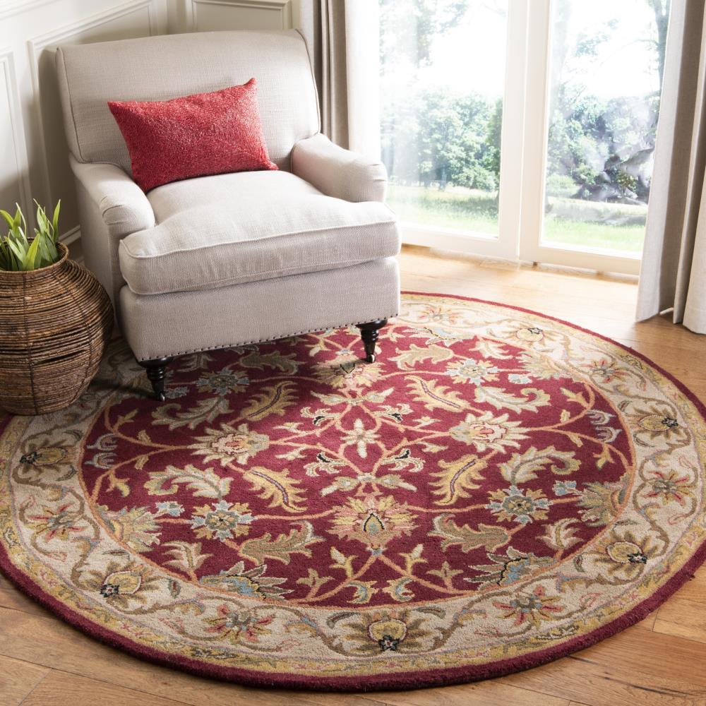 Safavieh Heritage Kashan 6 X 6 (ft) Wool Red/Ivory Round Indoor Floral ...