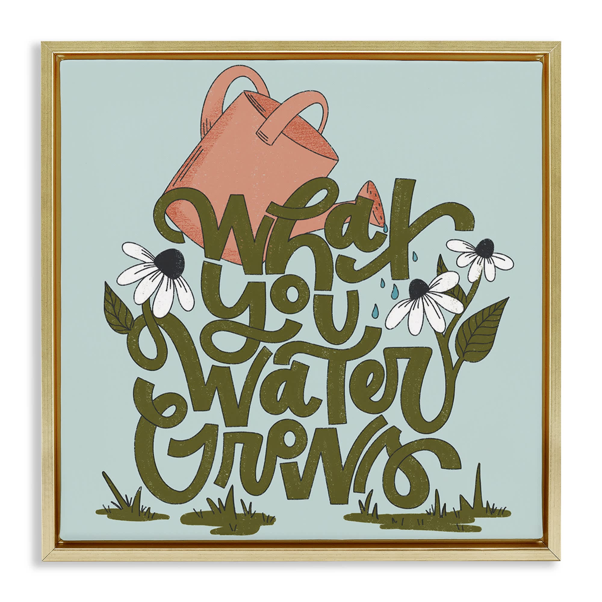 Stupell Industries BT-431-FFG-17X17 What You Water Grows Floating Frame design by Sarah Hickman