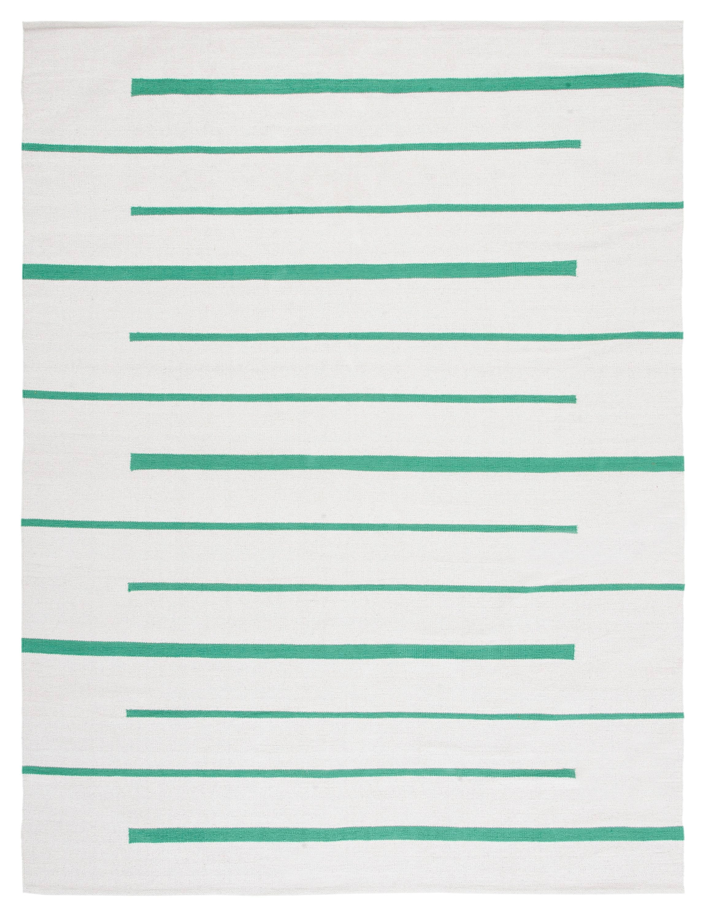 Safavieh MTK311X-8 Montauk Odoarda 8 x 10 (ft) Cotton Ivory/Dark Green Rectangular Indoor Stripe Bohemian/Eclectic Area rug