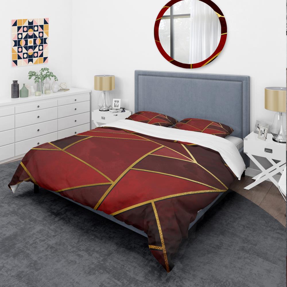 Designart BED19156-T 3 -Piece Red Twin Duvet cover Set