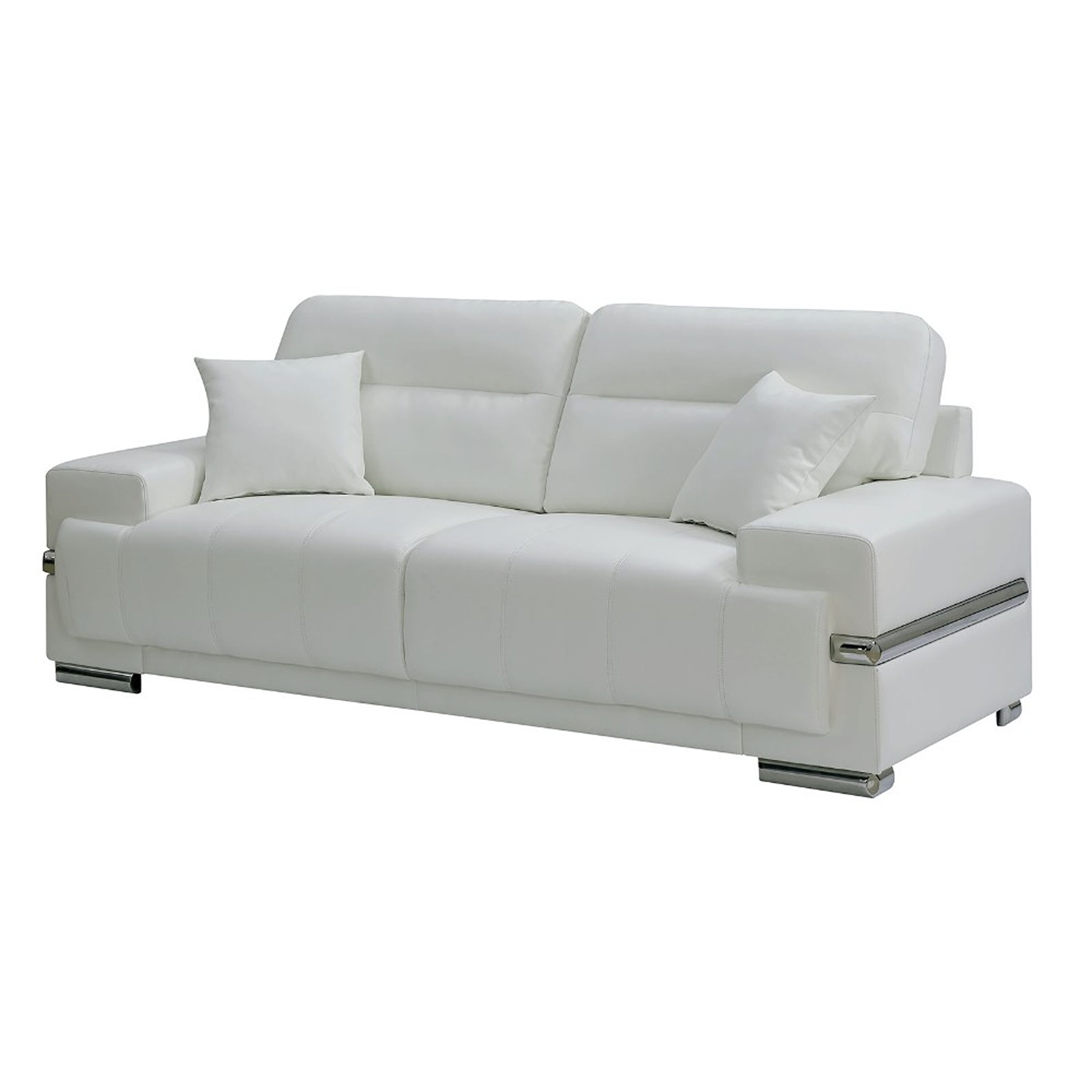 White Modern Sofa with White Pillows - Transitional - Living Room