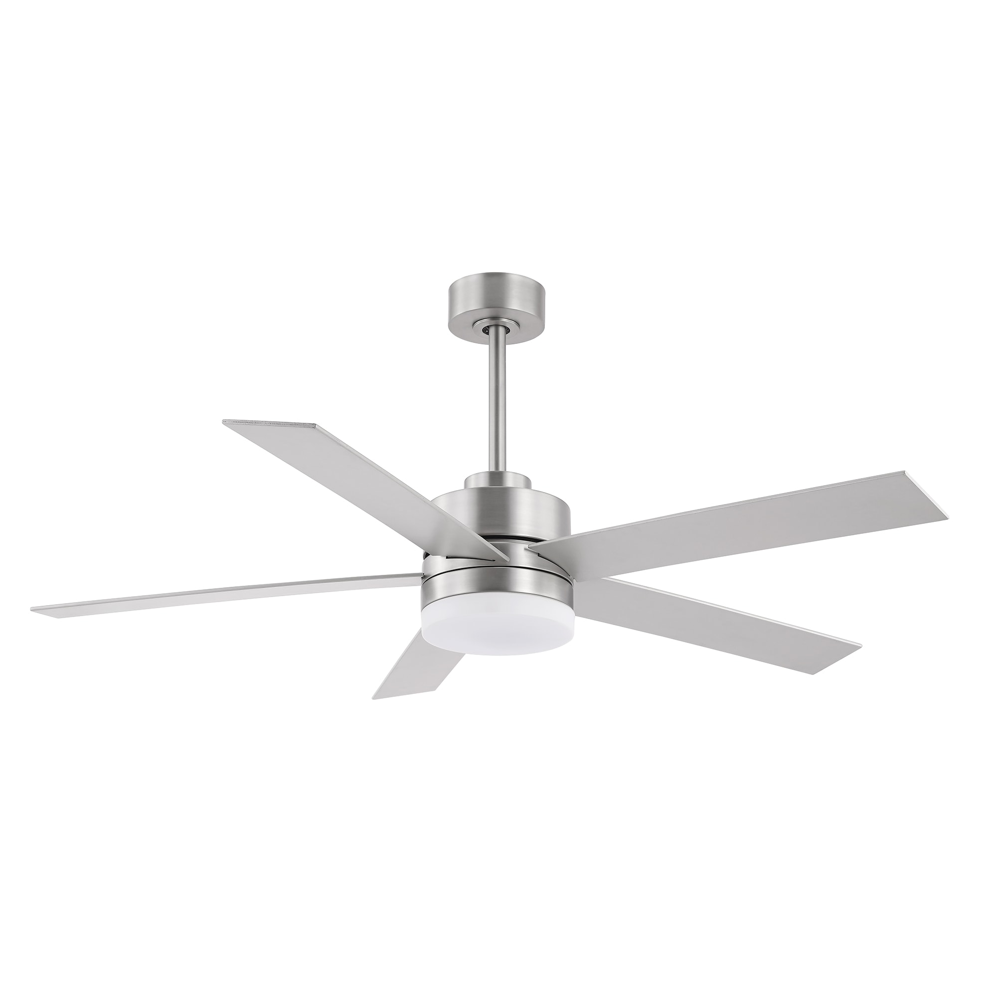 GETLEDEL LECF-0906-NI 52-Inches Brushed Nickel with Silver Blades Color-Changing Integrated LED Fixture Indoor Downrod mount Standard Ceiling Fan With Light and Remote ( 5 -Blade)