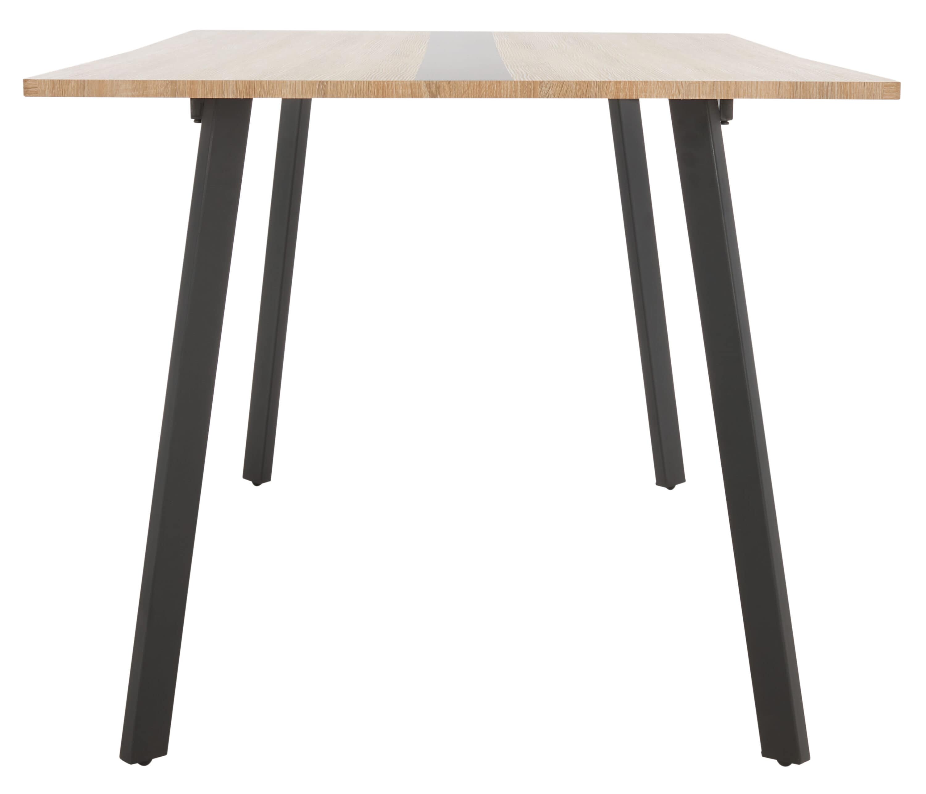 Leith Natural Wood & Black Metal Scandinavian Dining Table